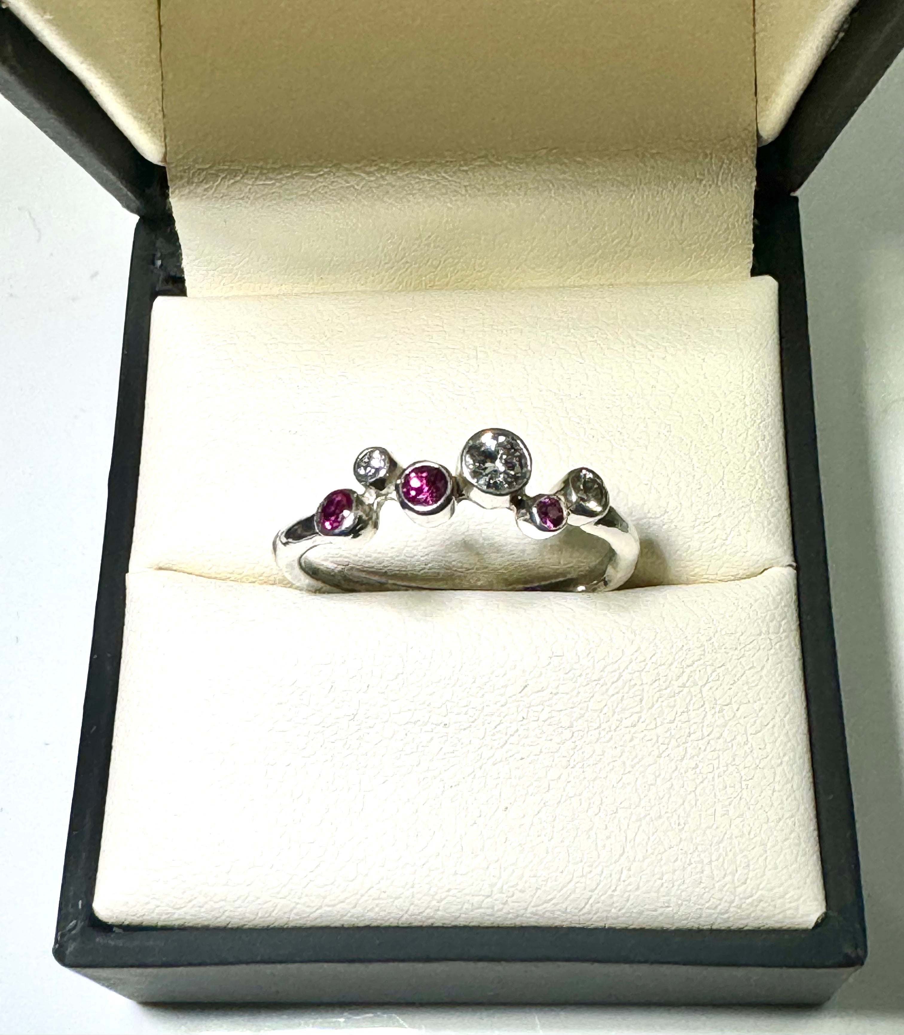 Pink Sapphire & Diamond Pebble Ring