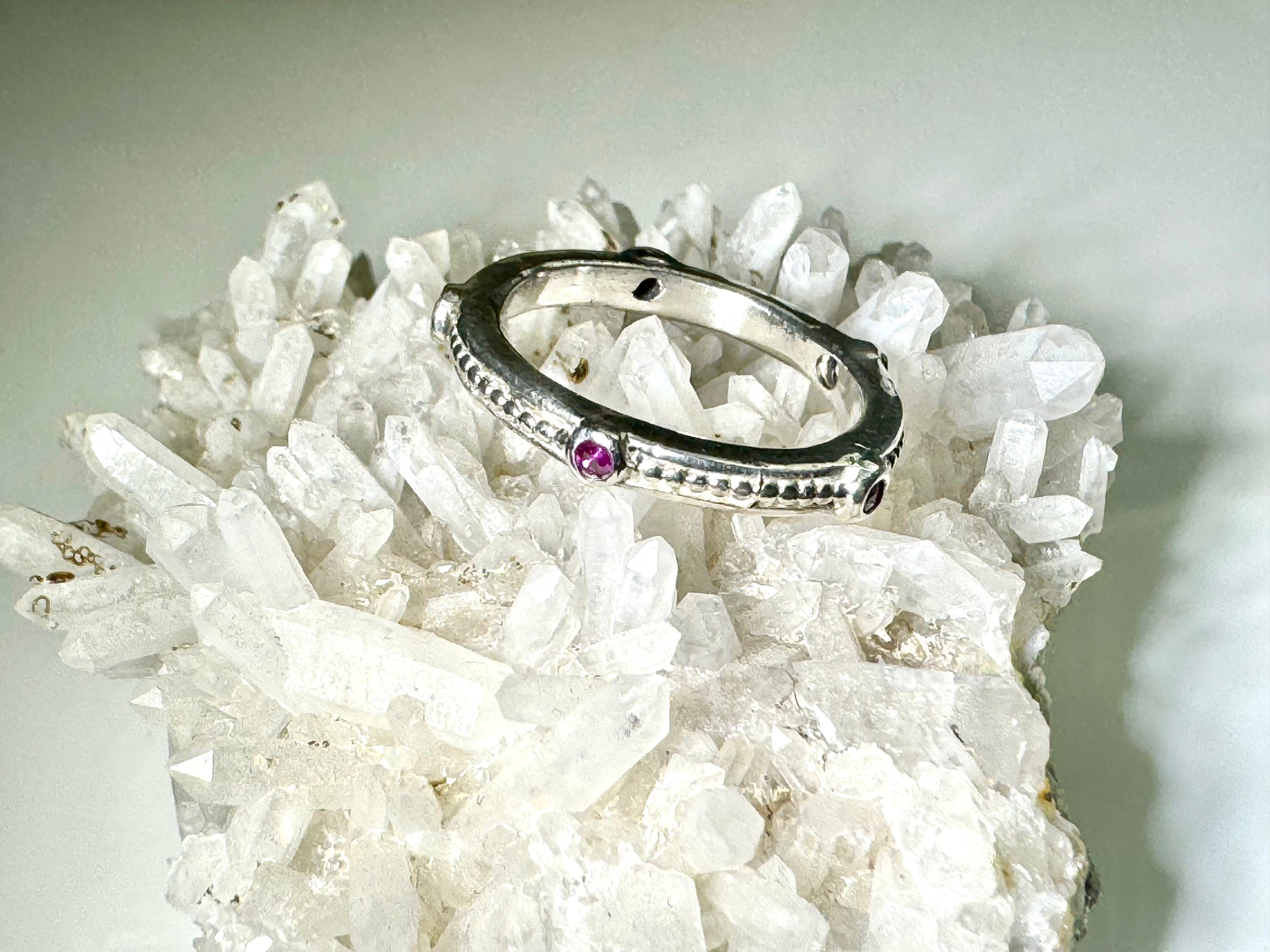 The Pink Sapphire 5 Stone Sterling Silver Ring