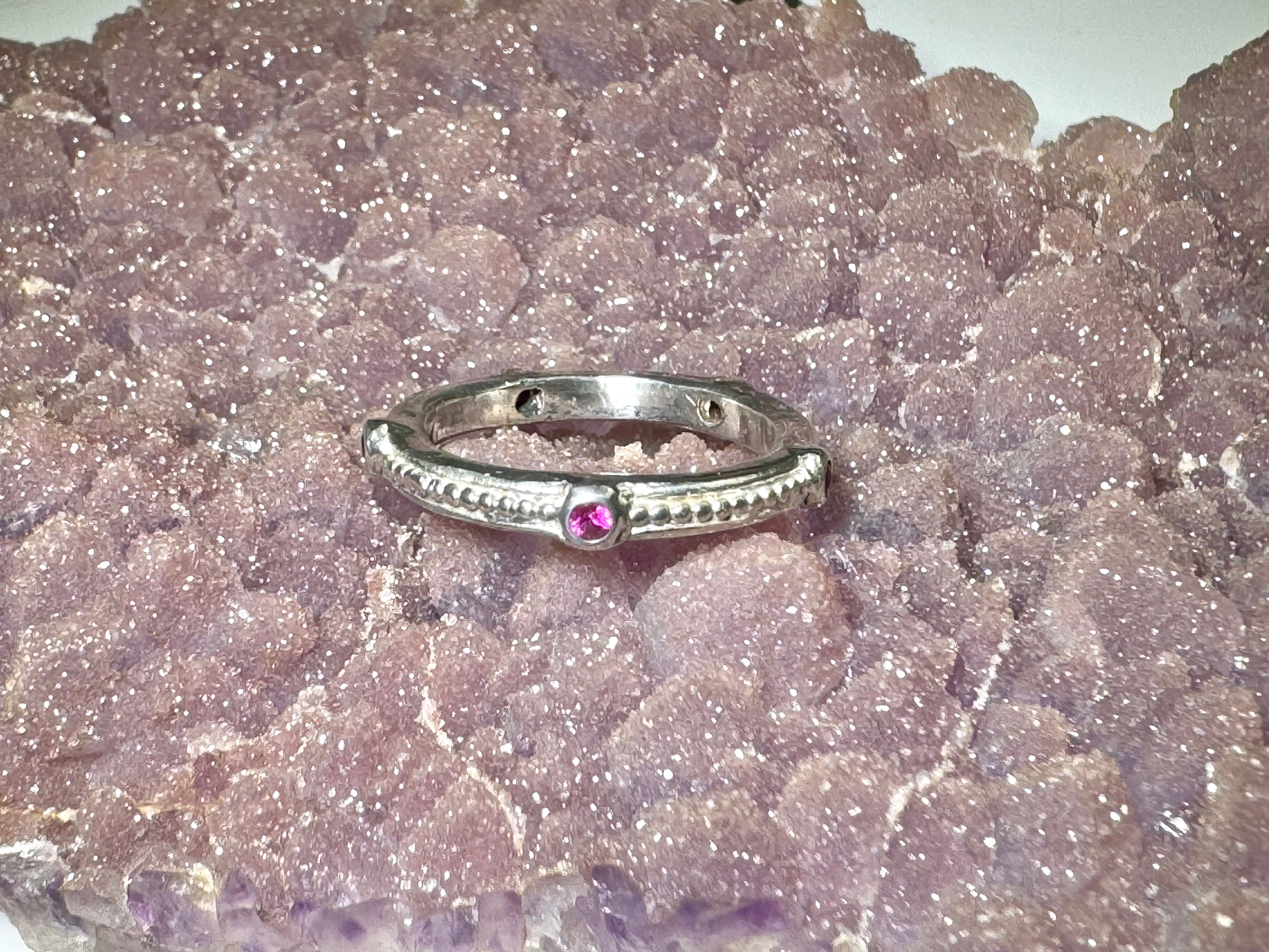 The Pink Sapphire 5 Stone Sterling Silver Ring