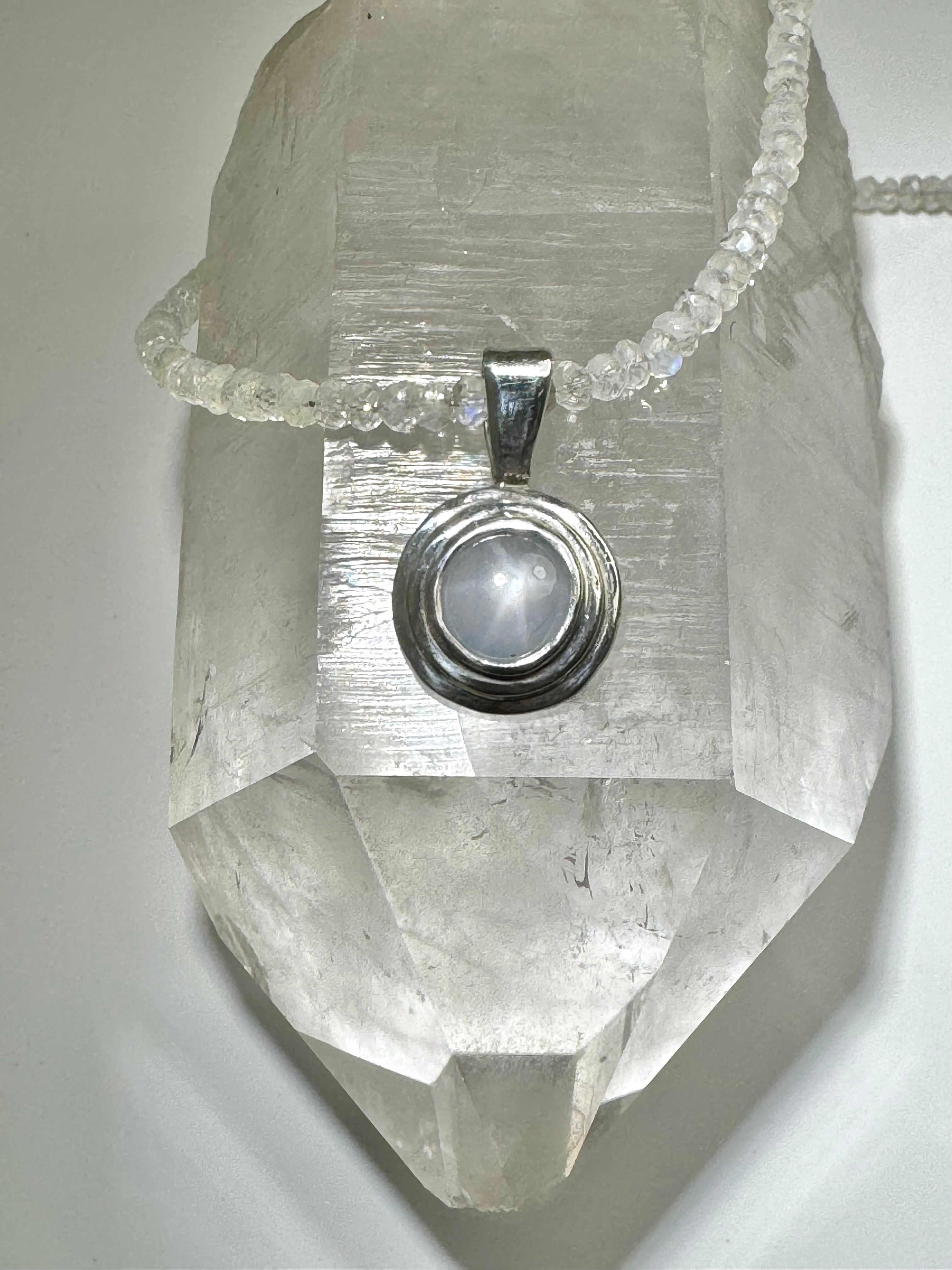 Grey Star Sapphire Moonstone Necklace