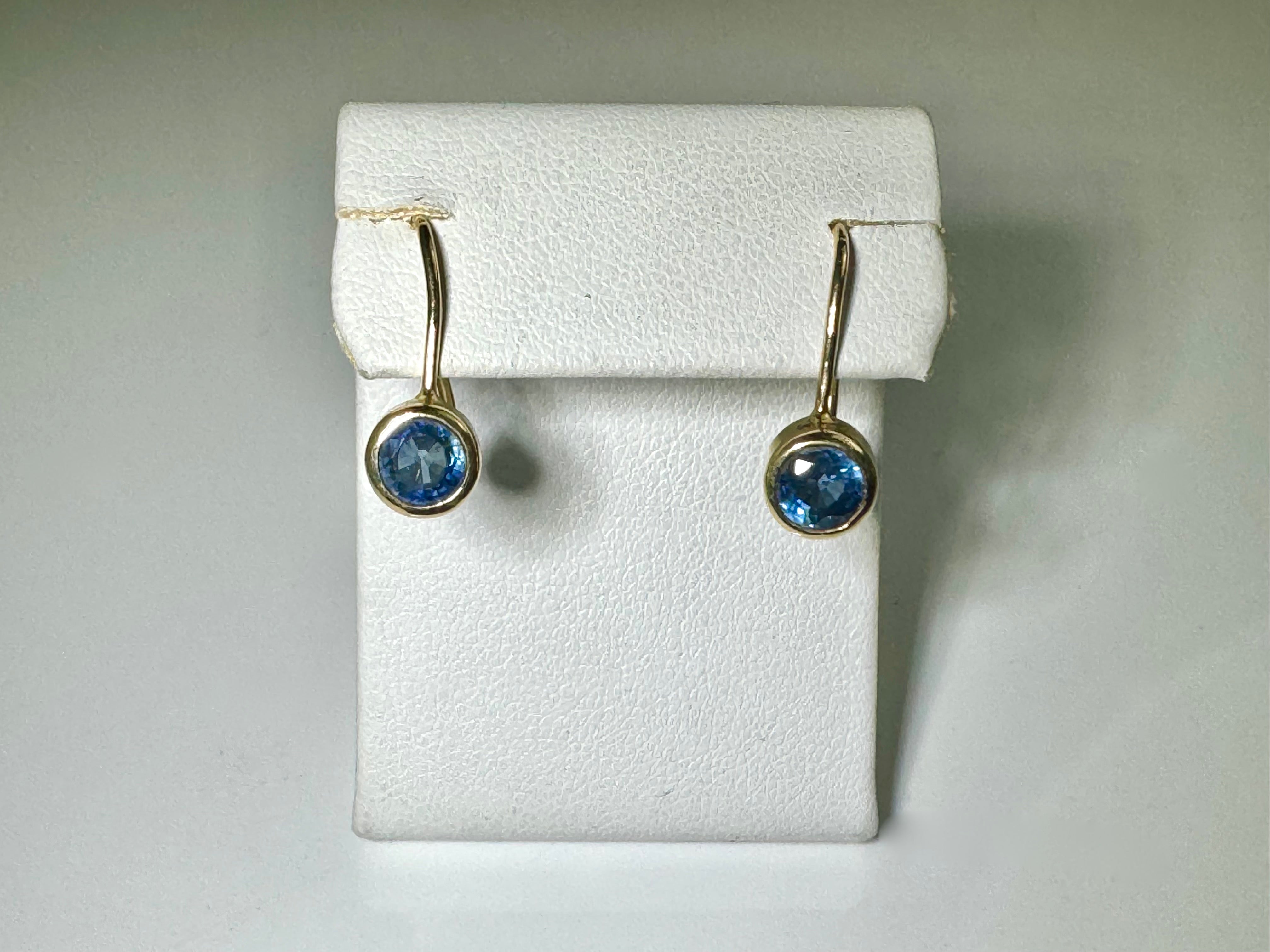 Blue Sapphire 14k Lever back Earrings