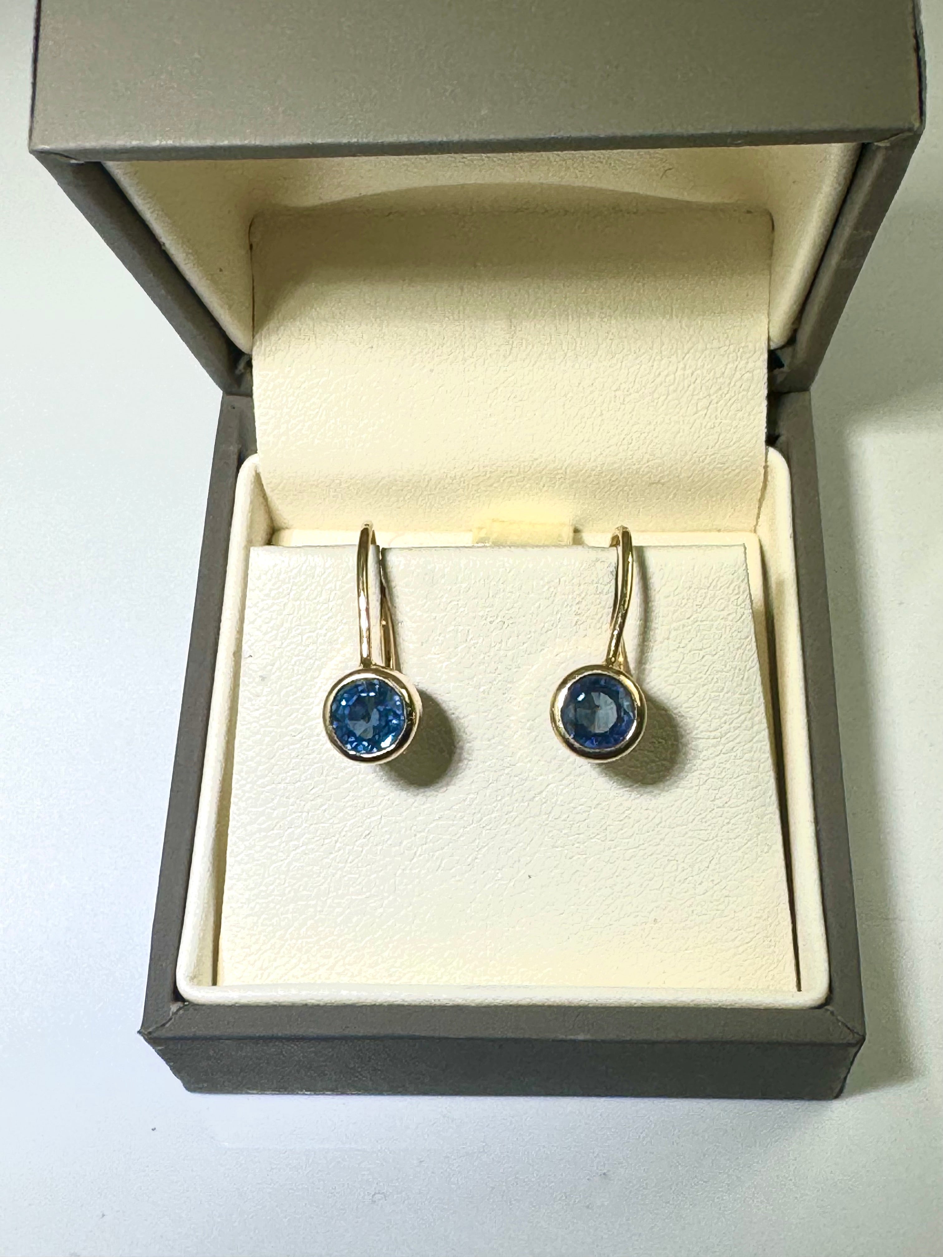 Blue Sapphire 14k Lever back Earrings