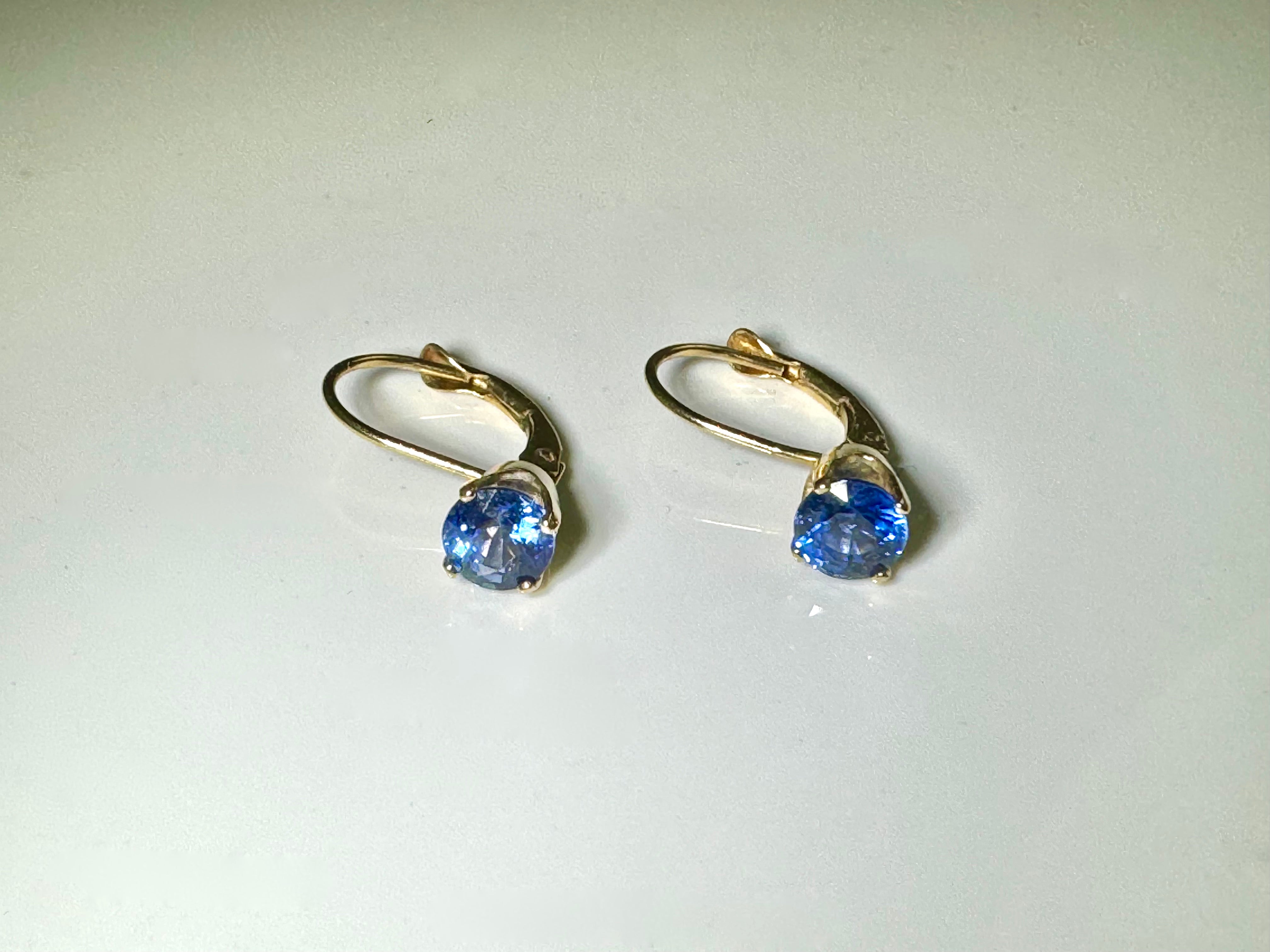 Blue Sapphire 14k Lever back Earrings