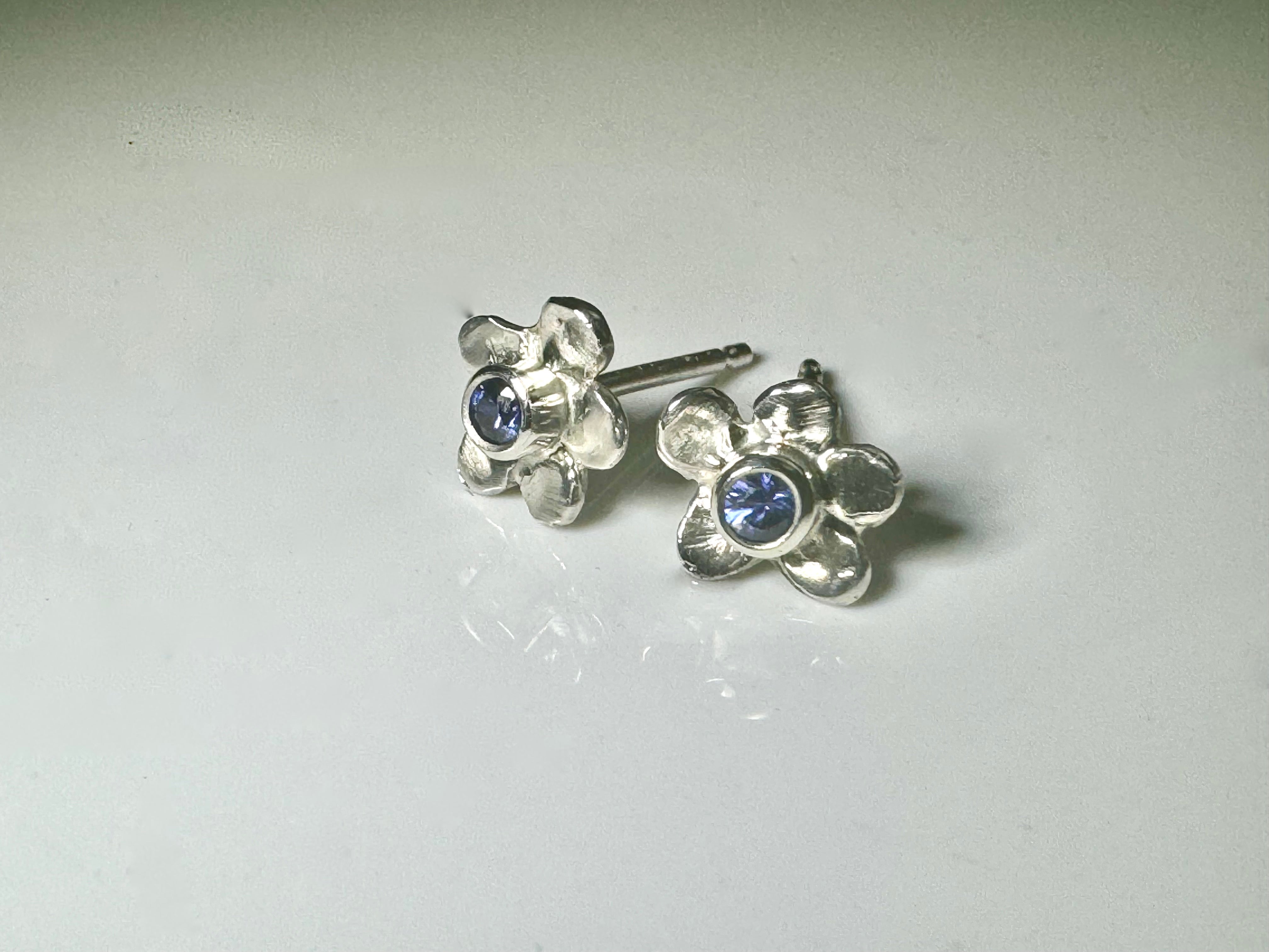 Purple Sapphire Flower Studs