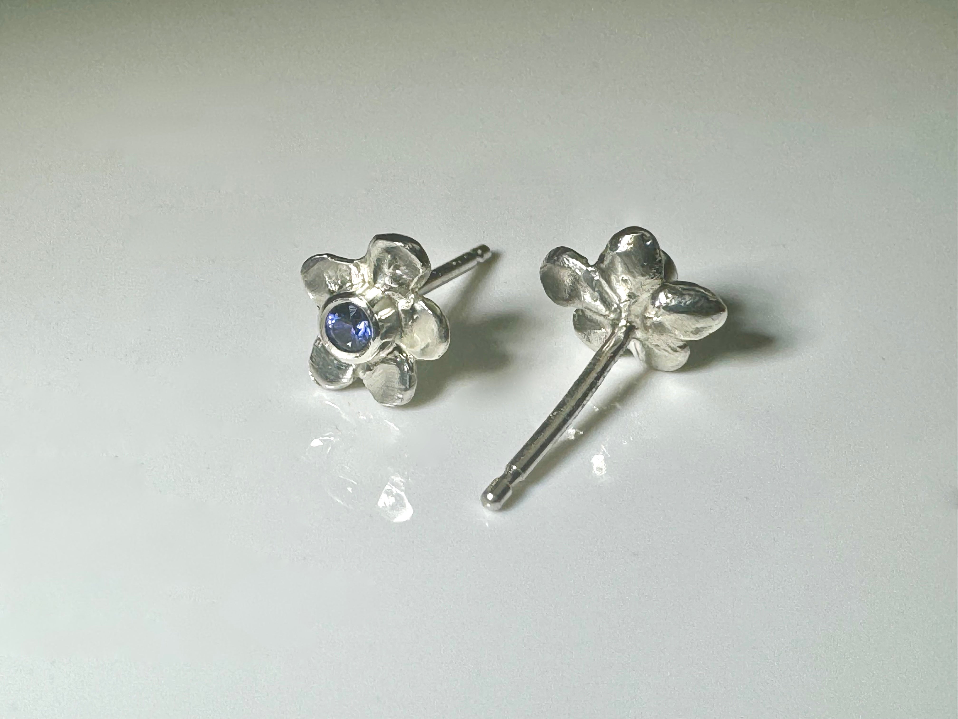 Purple Sapphire Flower Studs