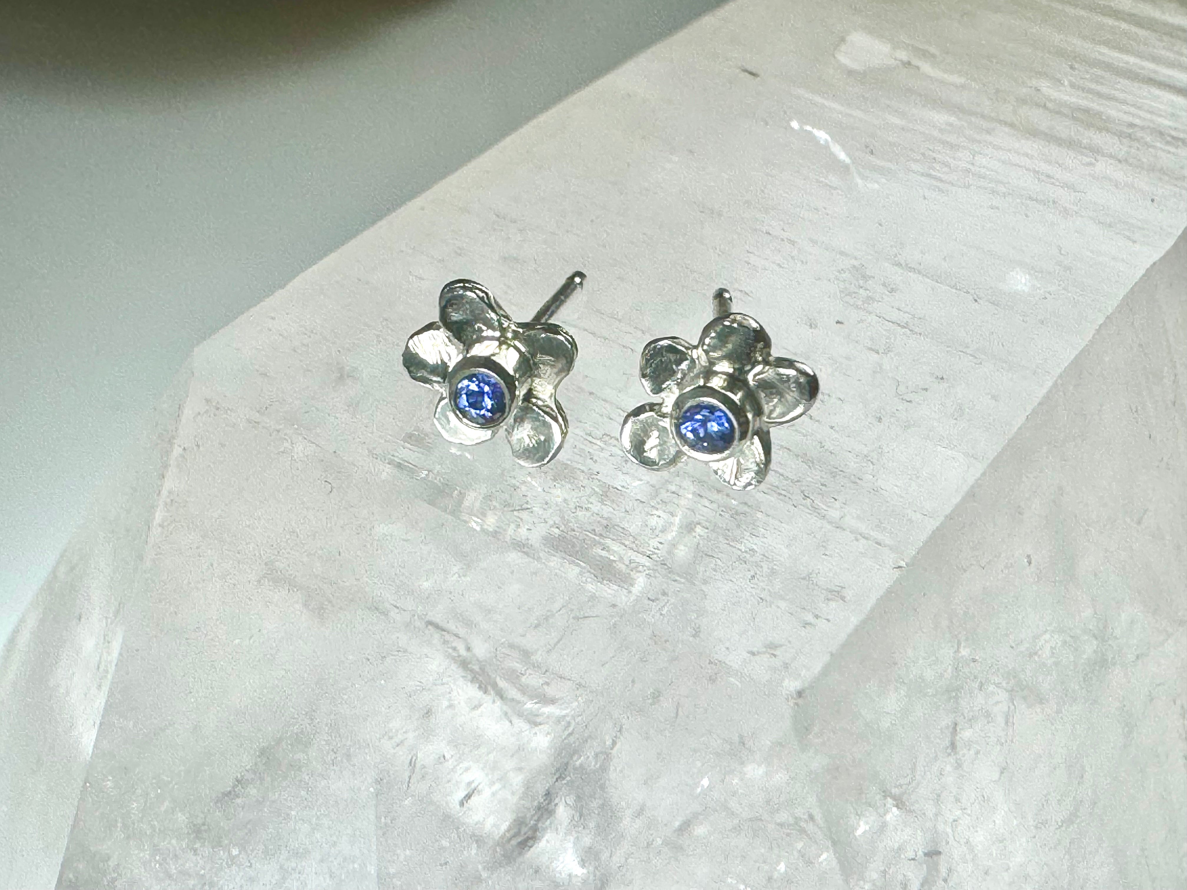 Purple Sapphire Flower Studs