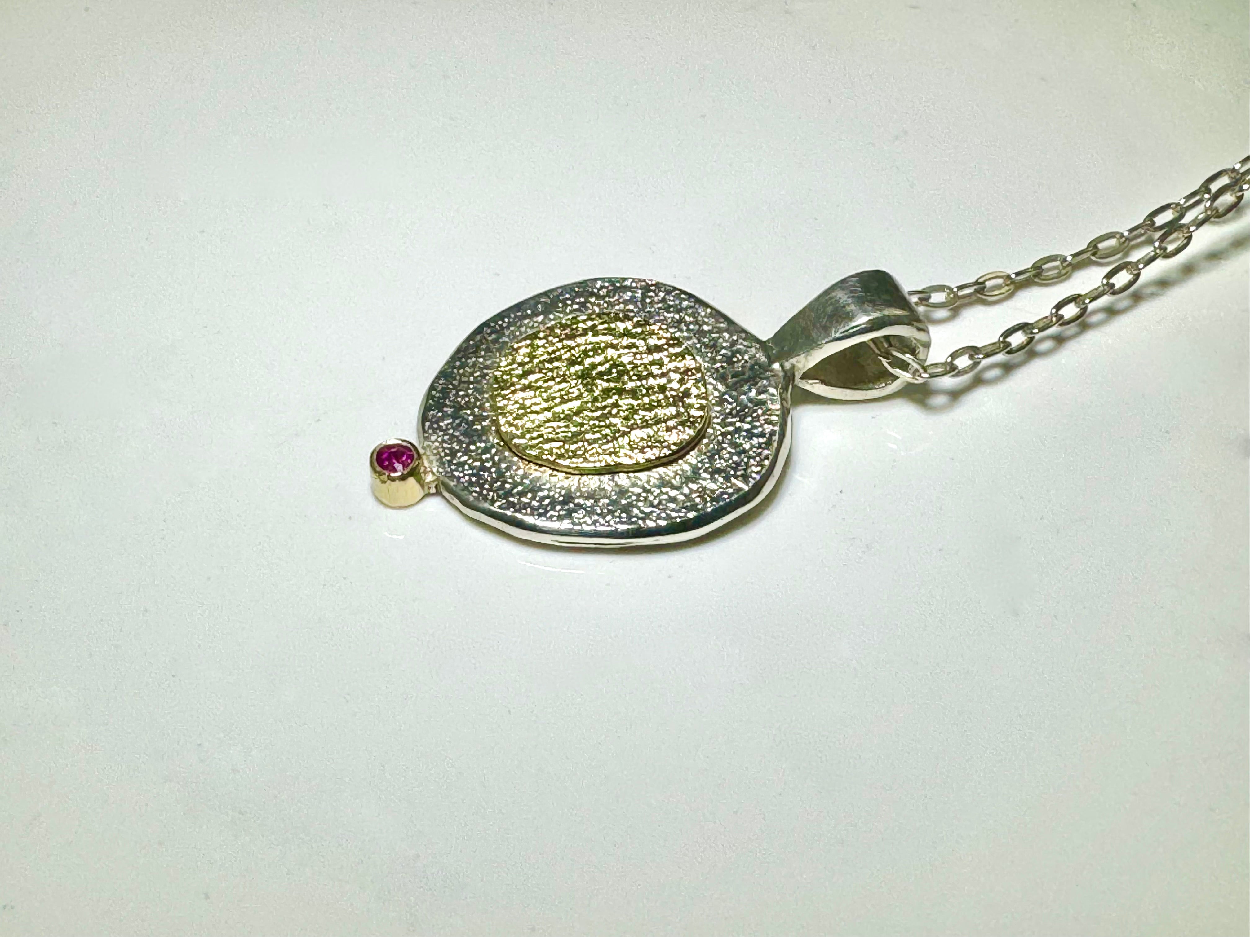 Pink Sapphire Two Tone Pendant