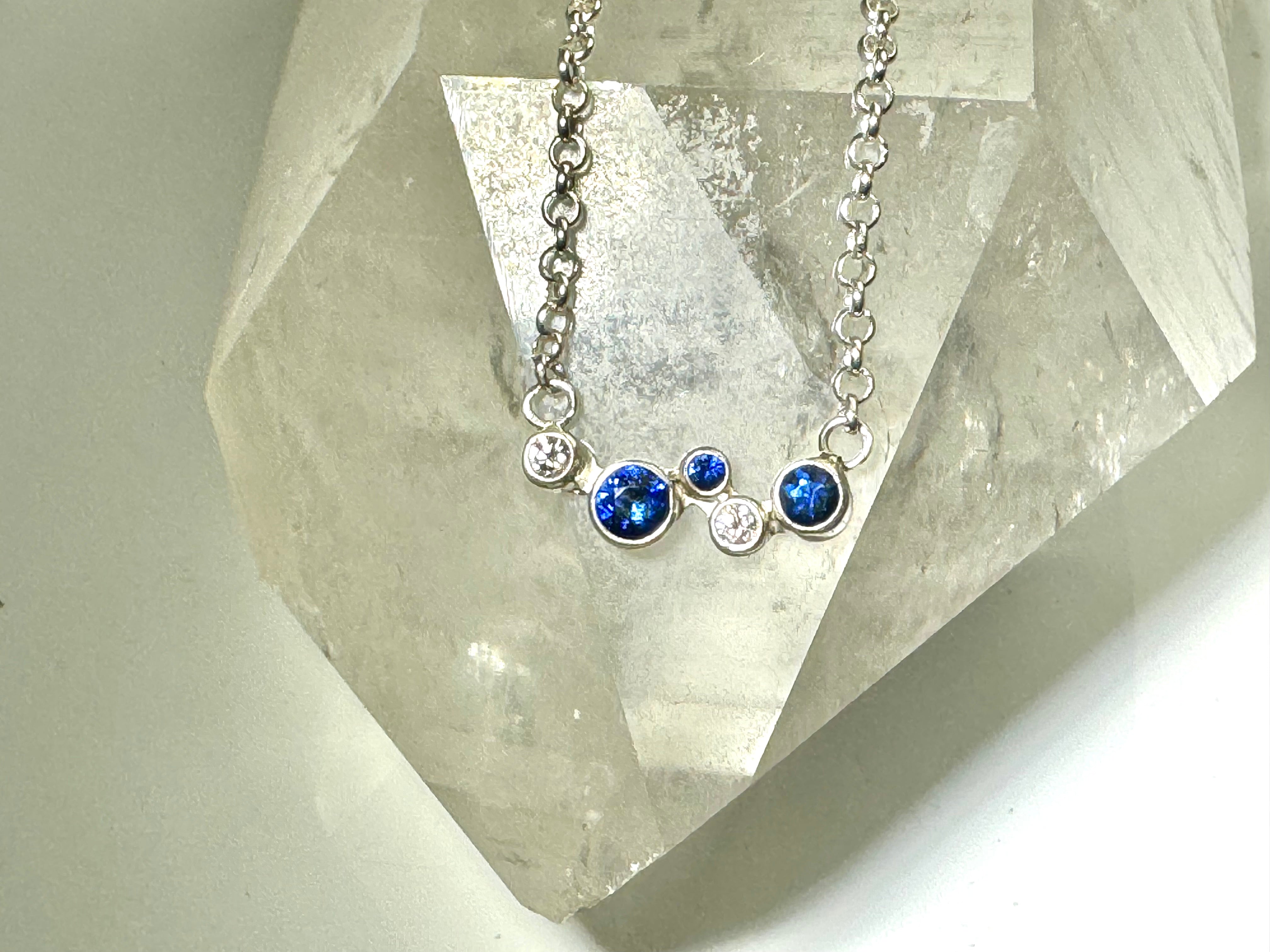 Sapphire Diamond Pebble 14k Necklace