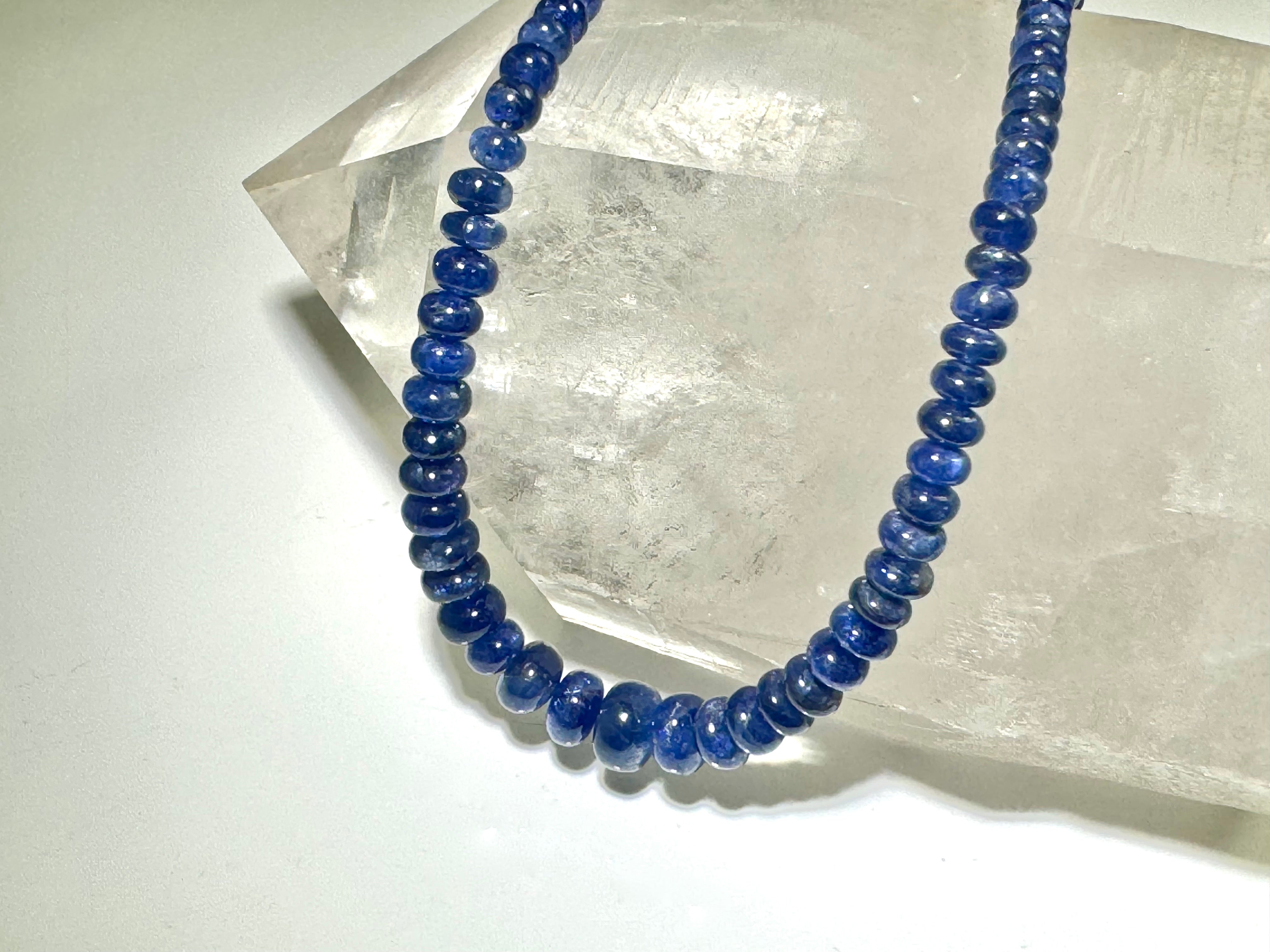 Blue Sapphire Bead 18k Necklace