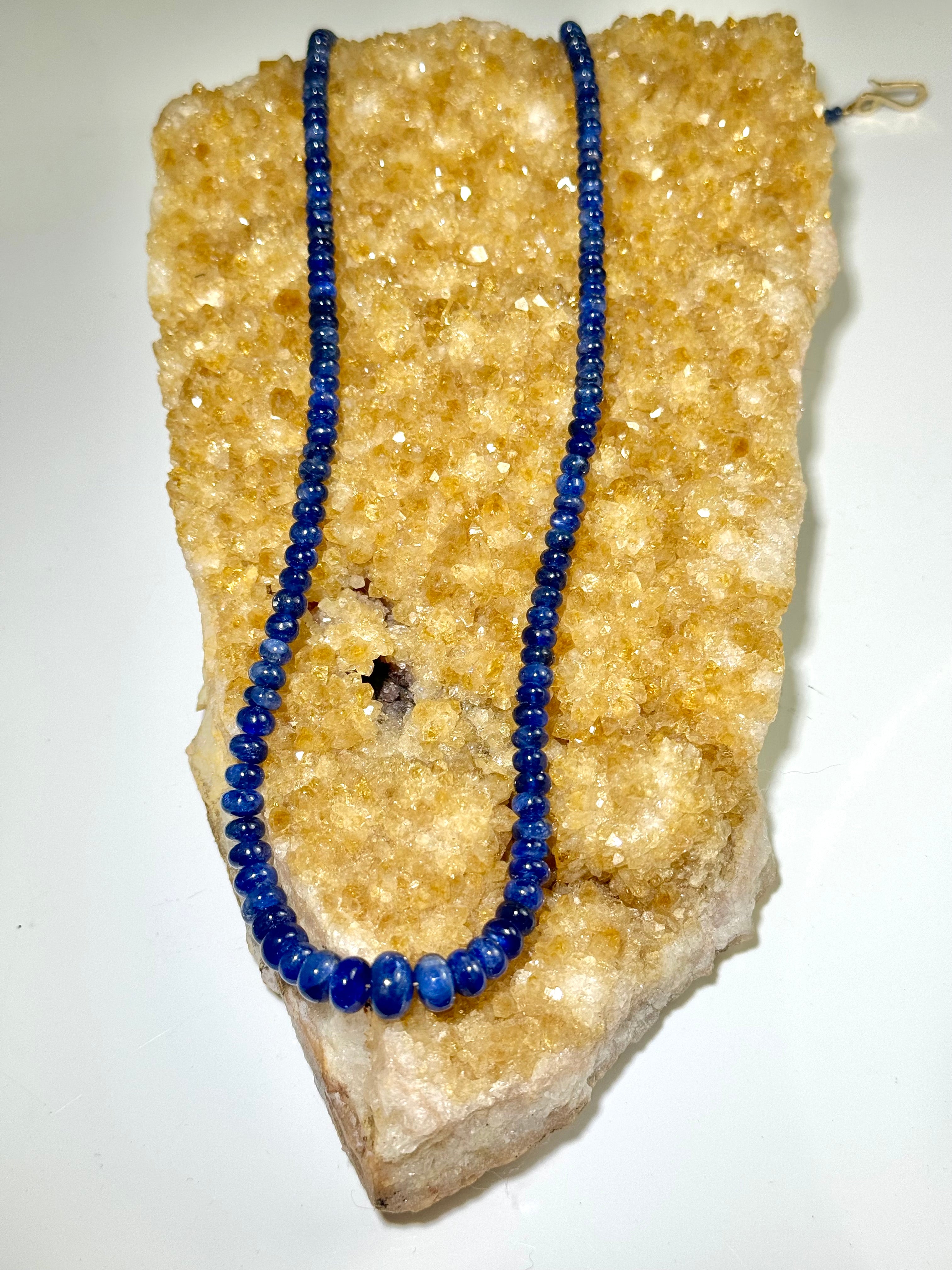 Blue Sapphire Bead 18k Necklace