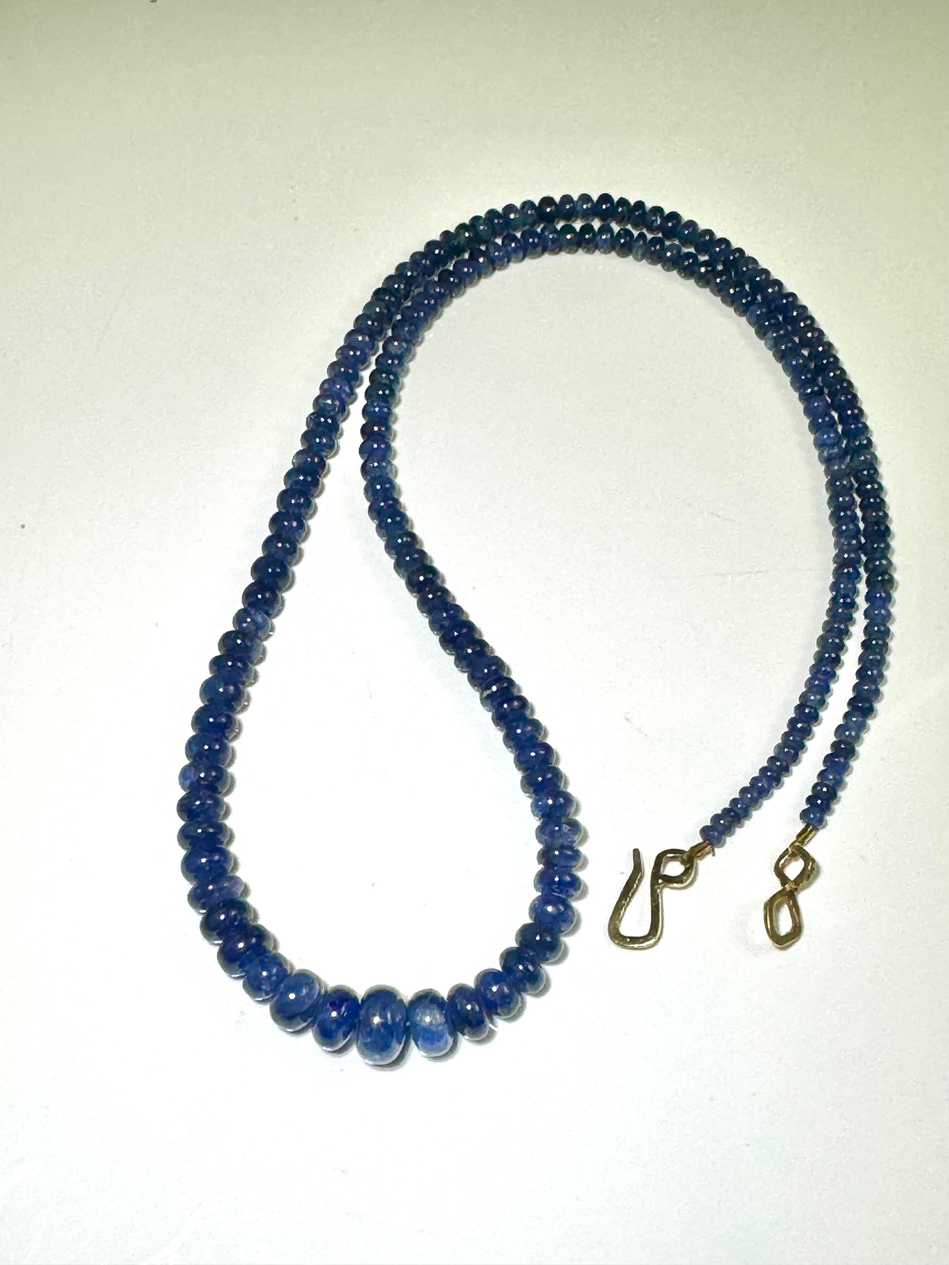 Blue Sapphire Bead 18k Necklace