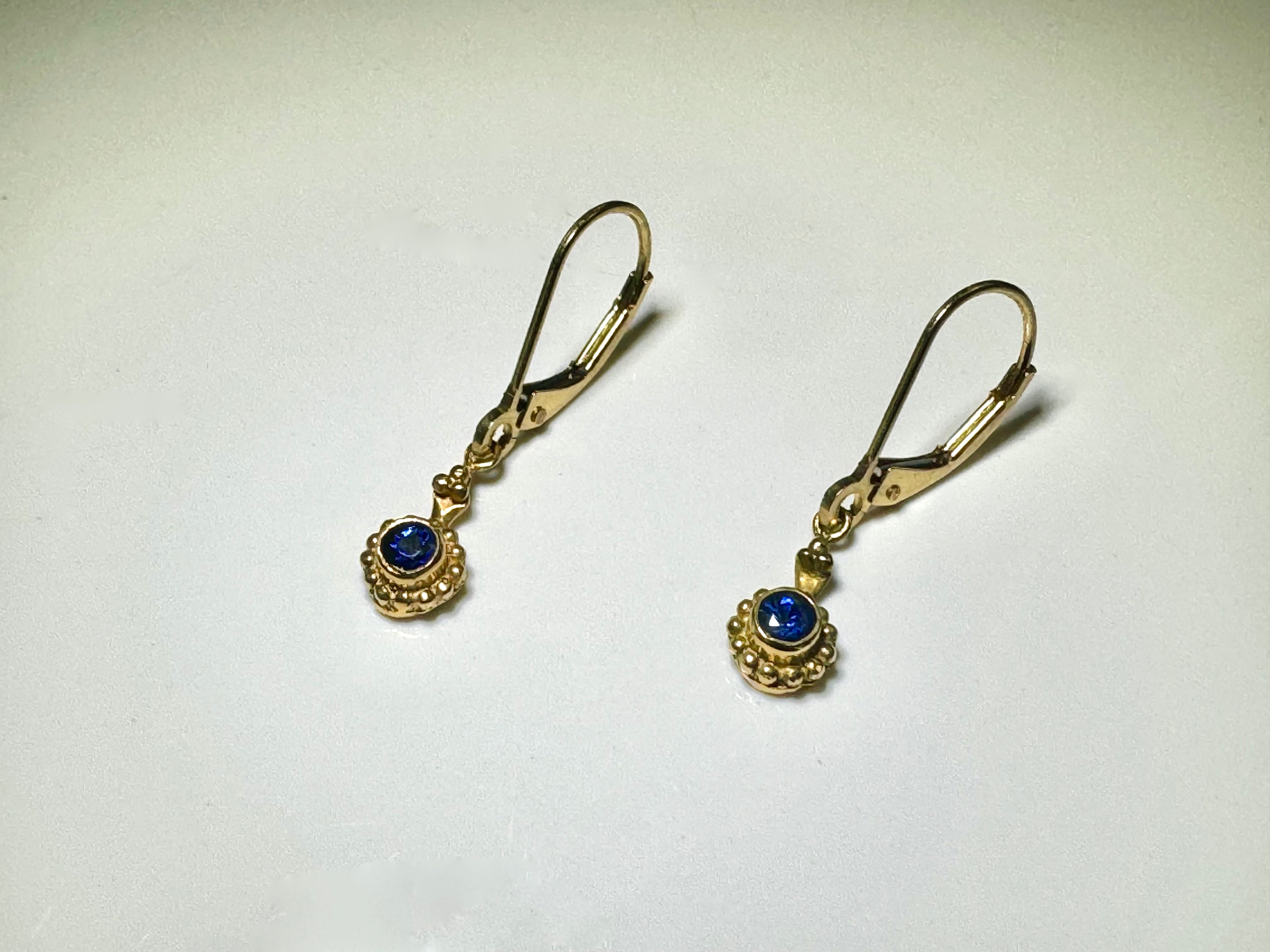 Blue Sapphire Beaded 18k Dangles