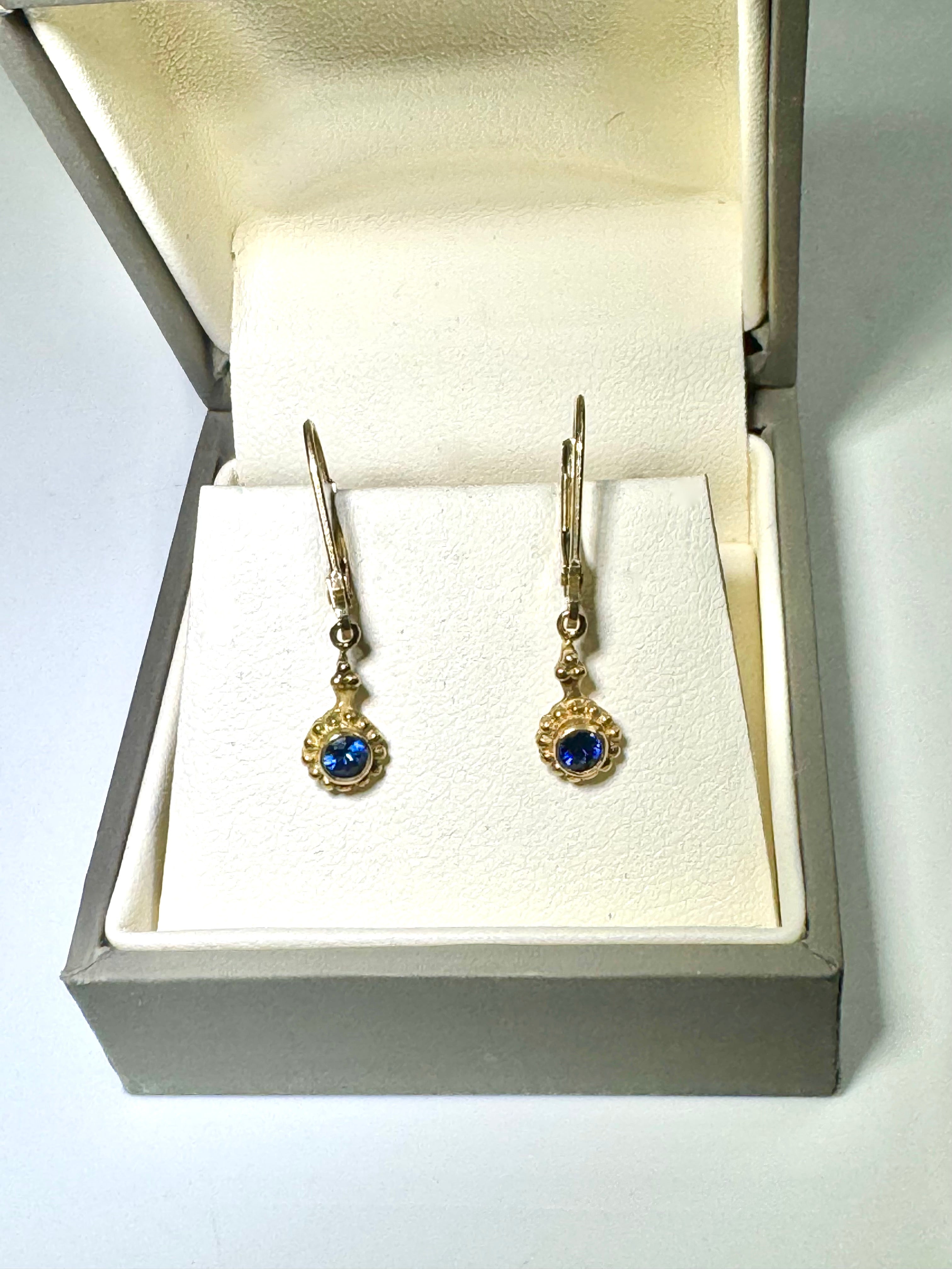 Blue Sapphire Beaded 18k Dangles