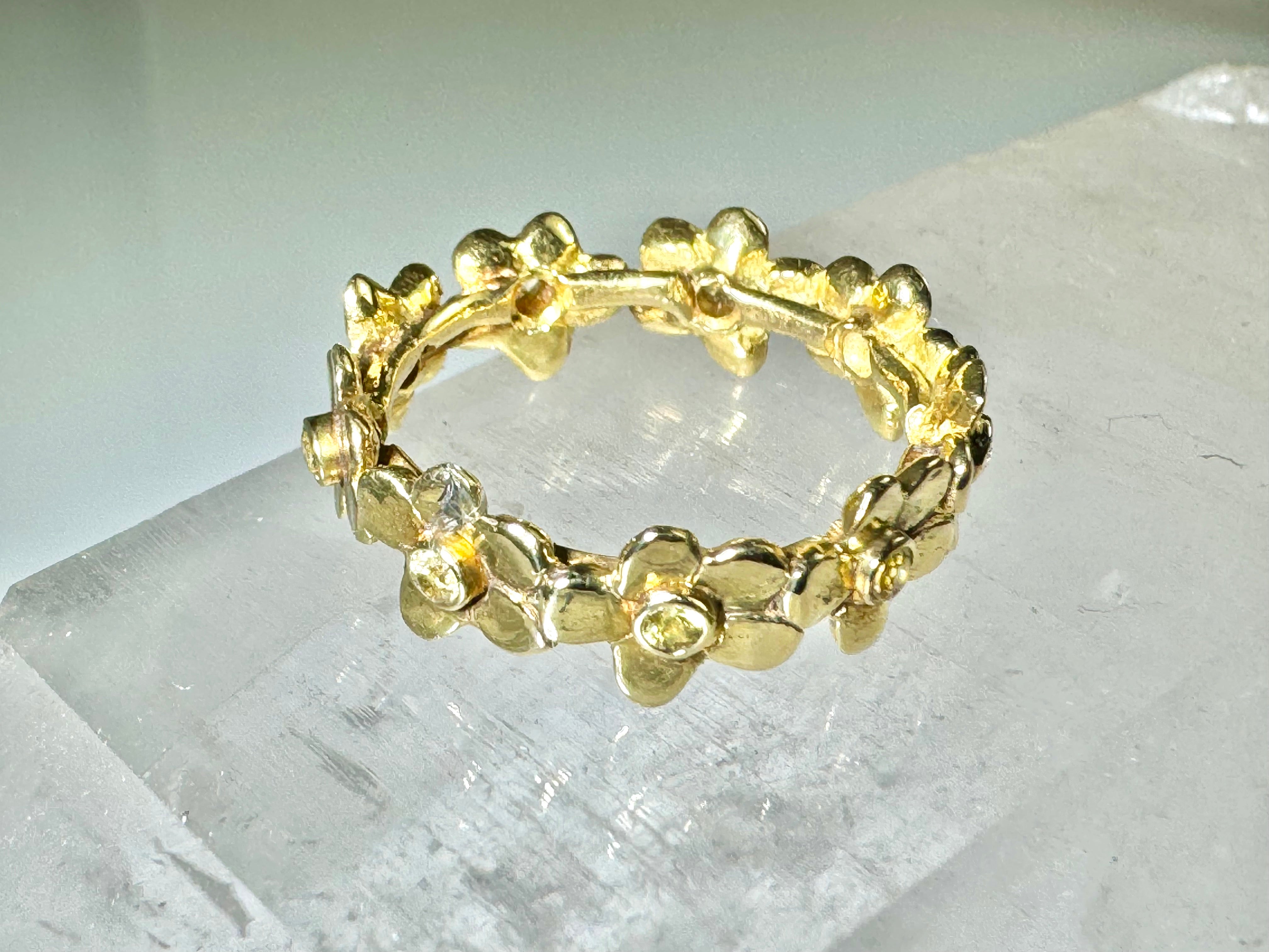 Yellow Sapphire Flower 18k Ring