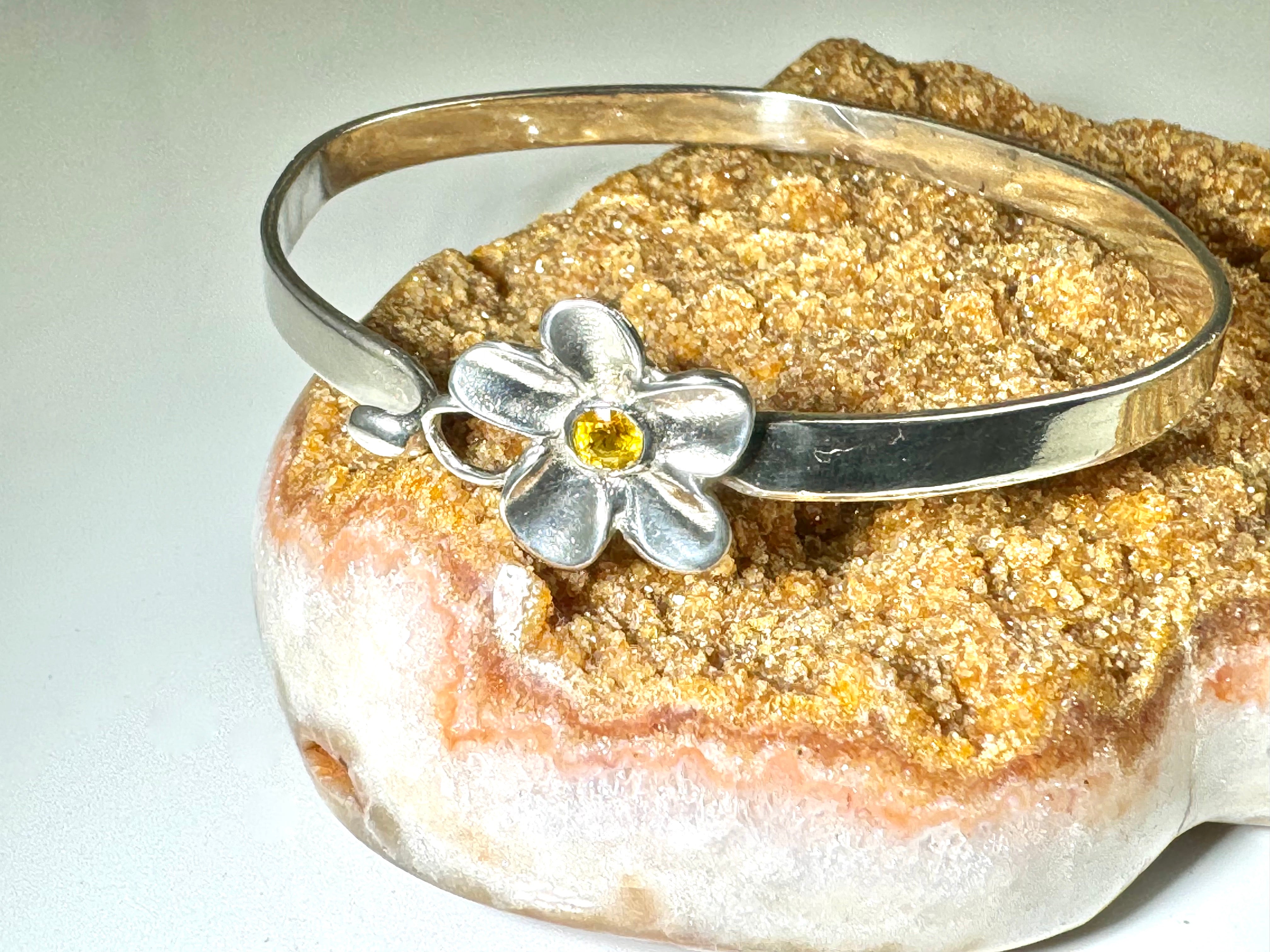 Yellow Sapphire Flower Bangle