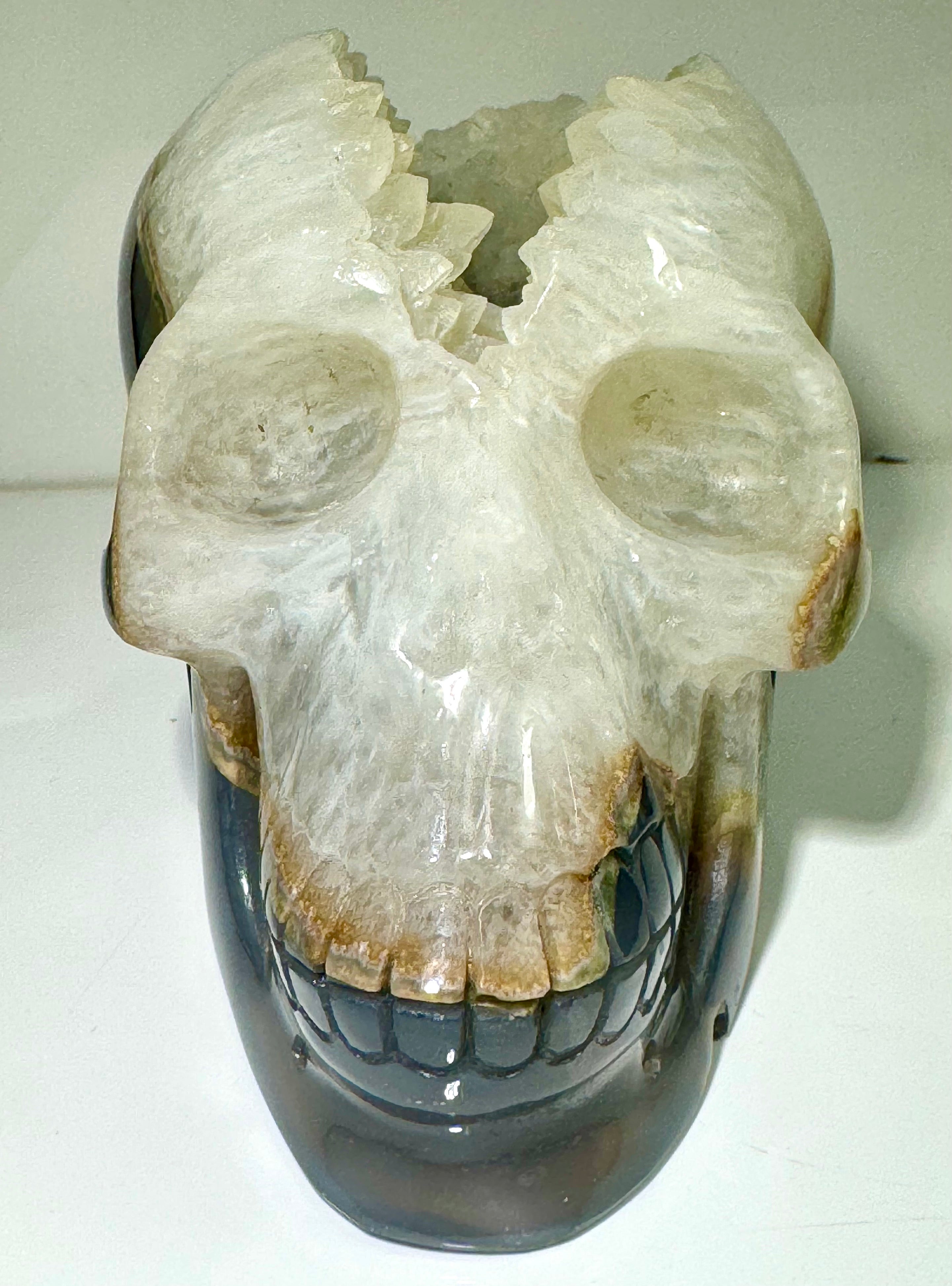 Agate Druzzy Skull Carving