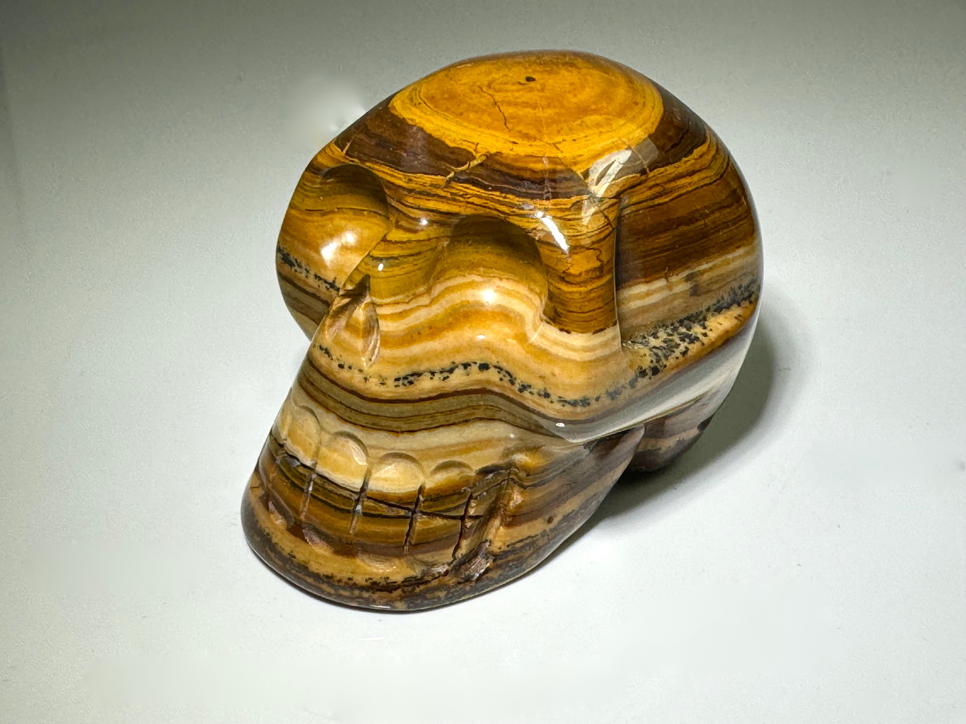 Tiger Eye Skull Stone Carving