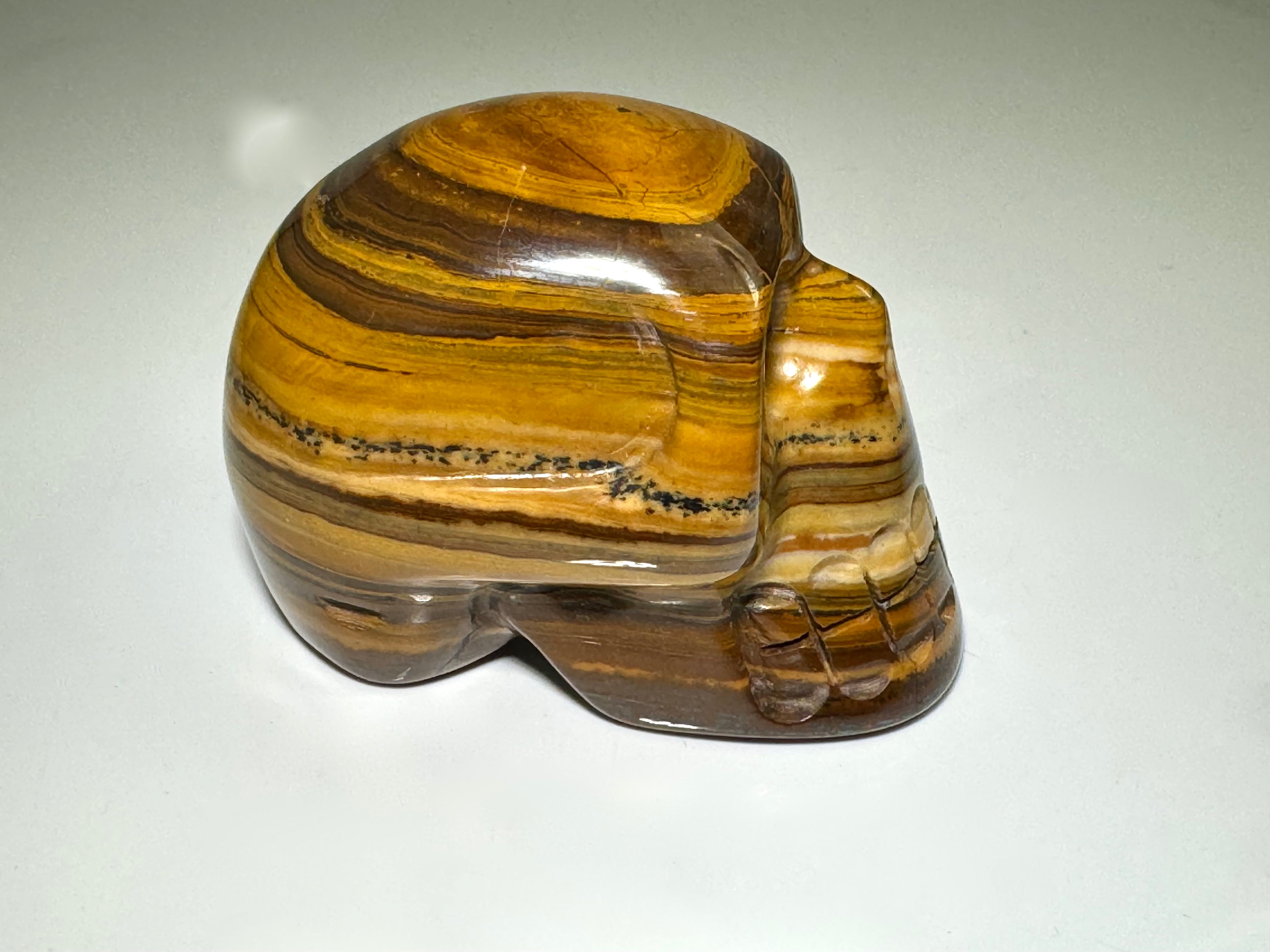 Tiger Eye Skull Stone Carving