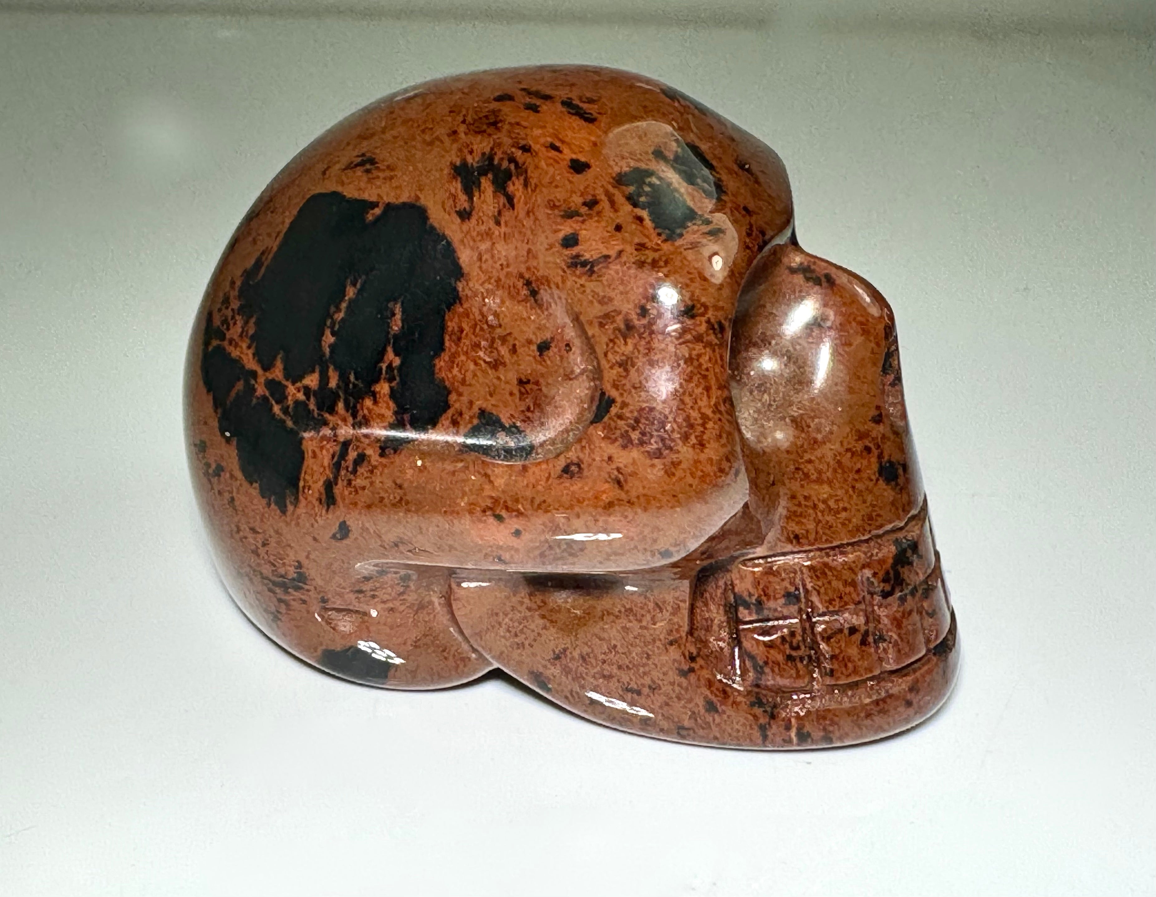 Red & Black Jasper Skull Carving