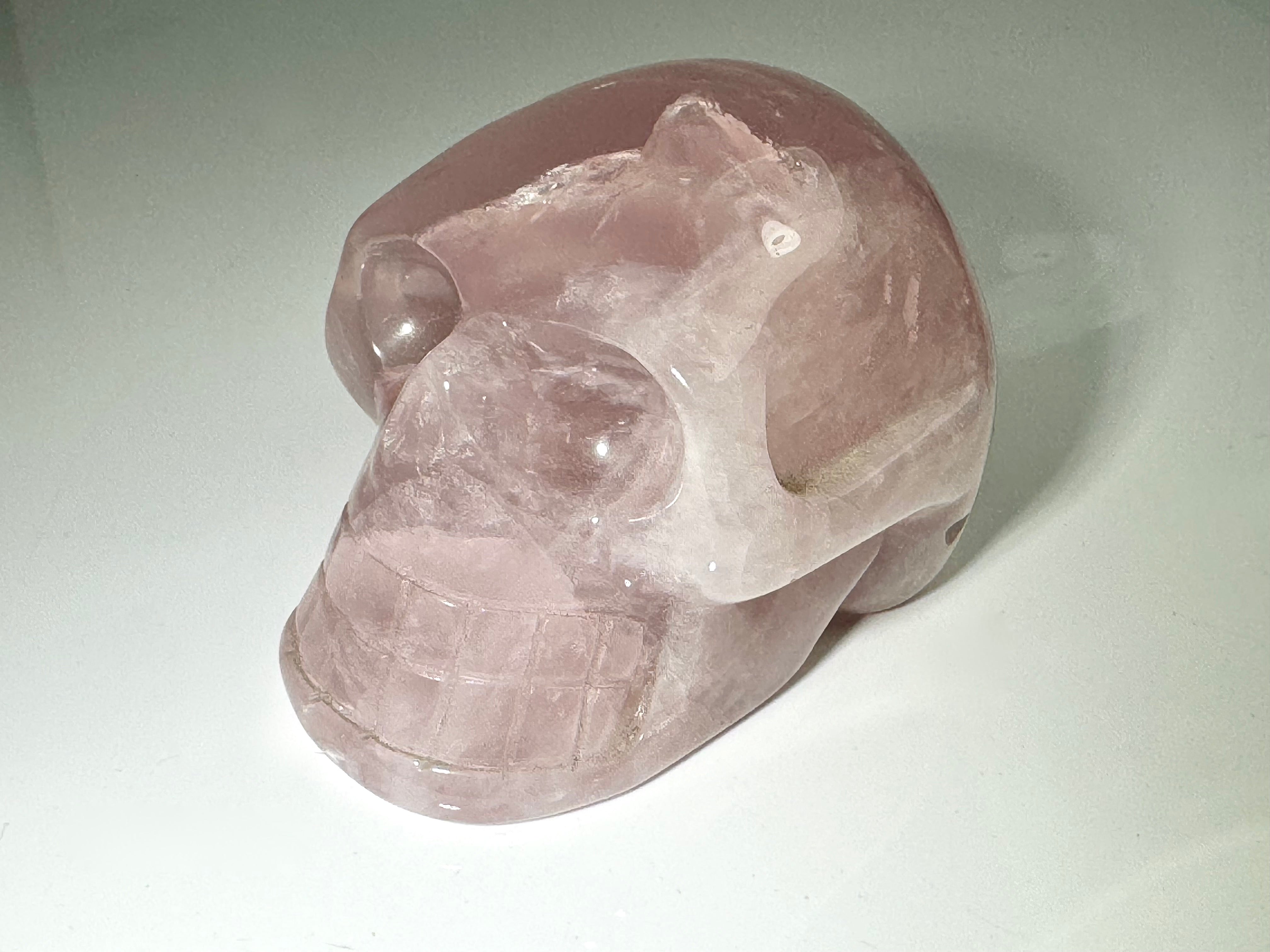 Rose Quartz Skull Stone Carving