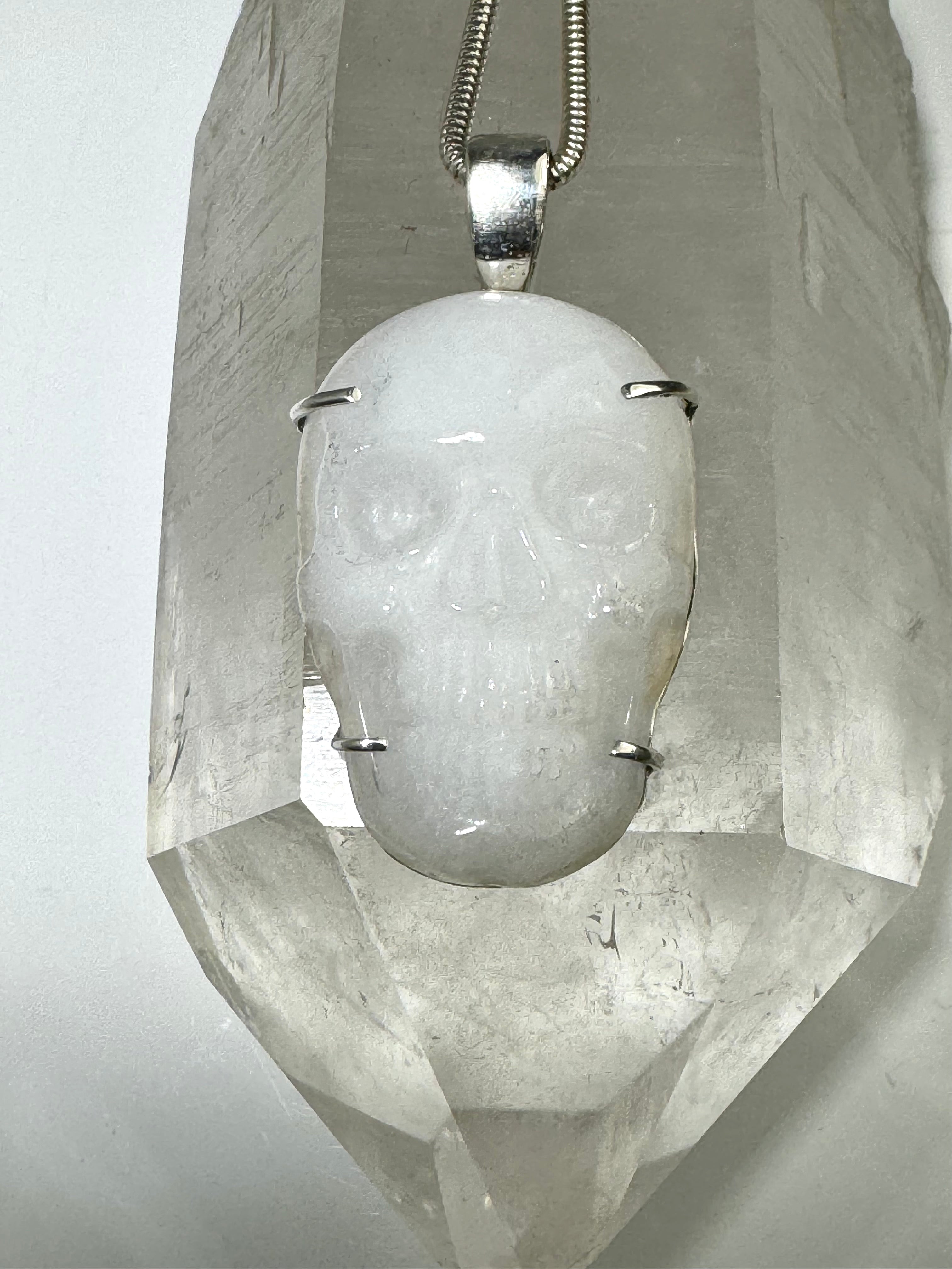 Quartz Skull Sterling Pendant