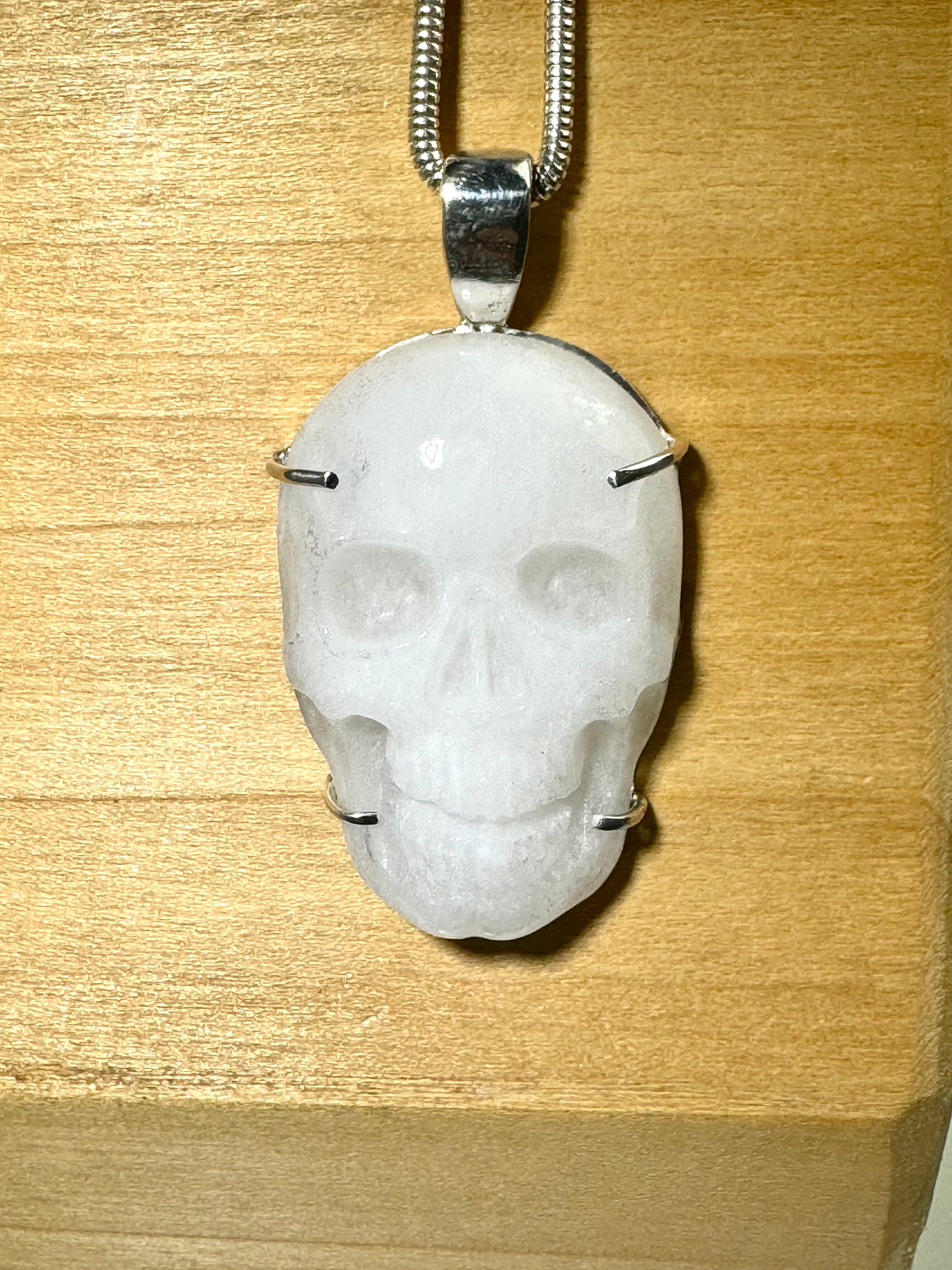 Quartz Skull Sterling Pendant