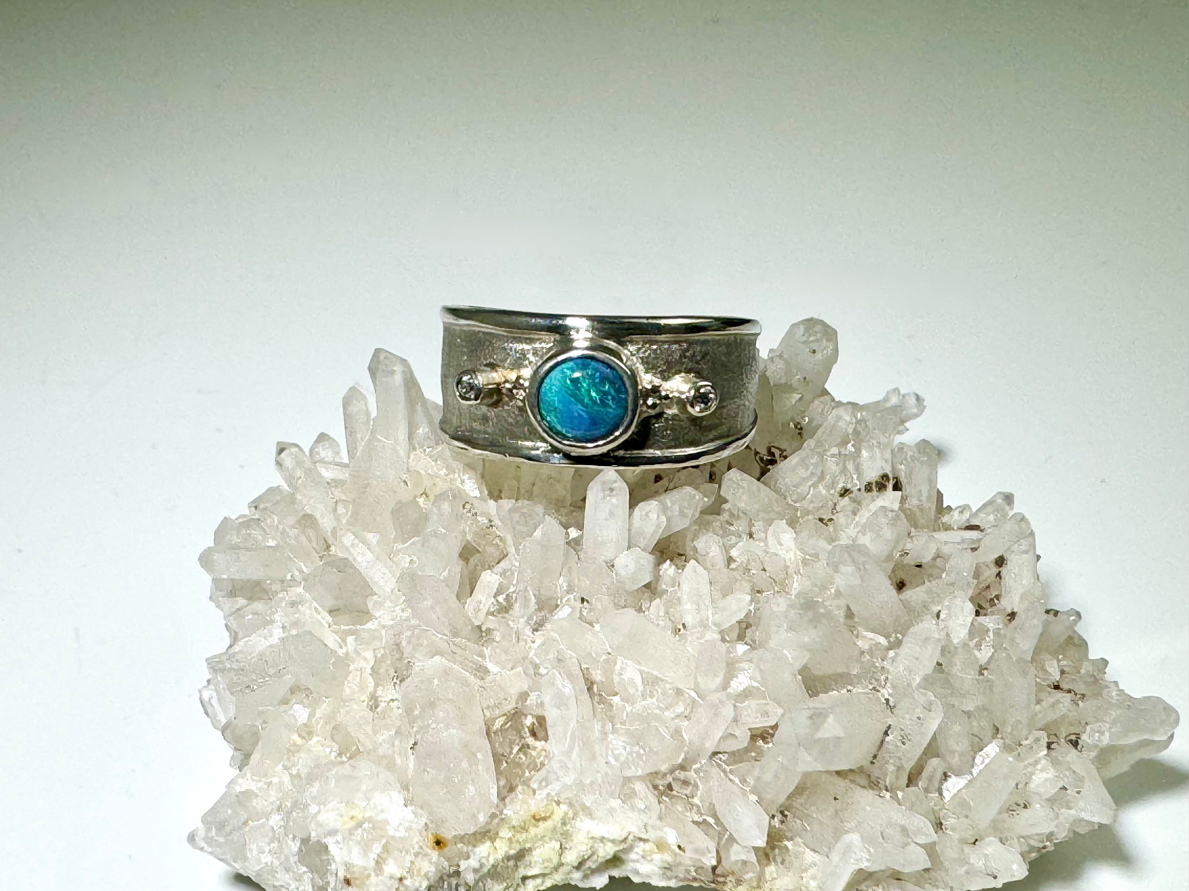 Opal Diamond Sterling Ring