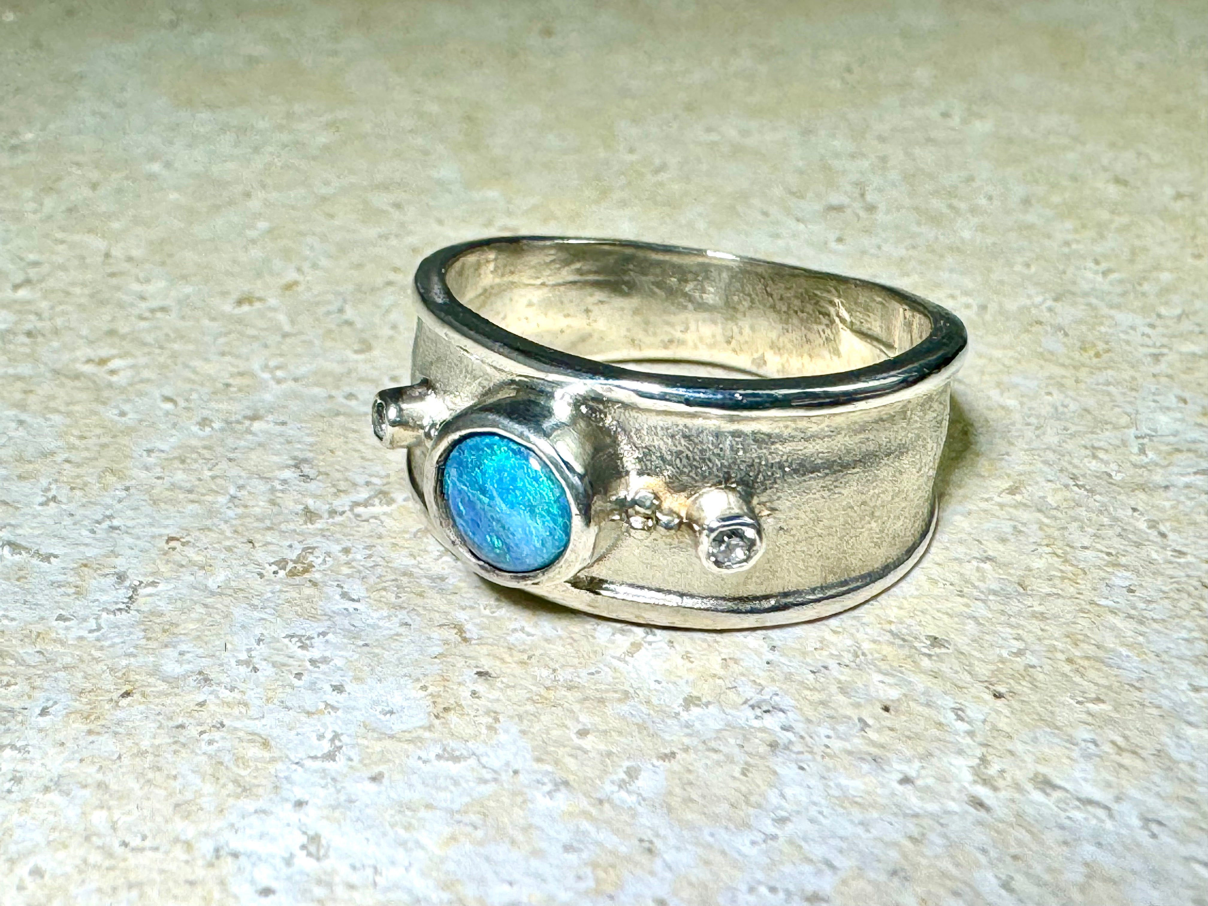 Opal Diamond Sterling Ring