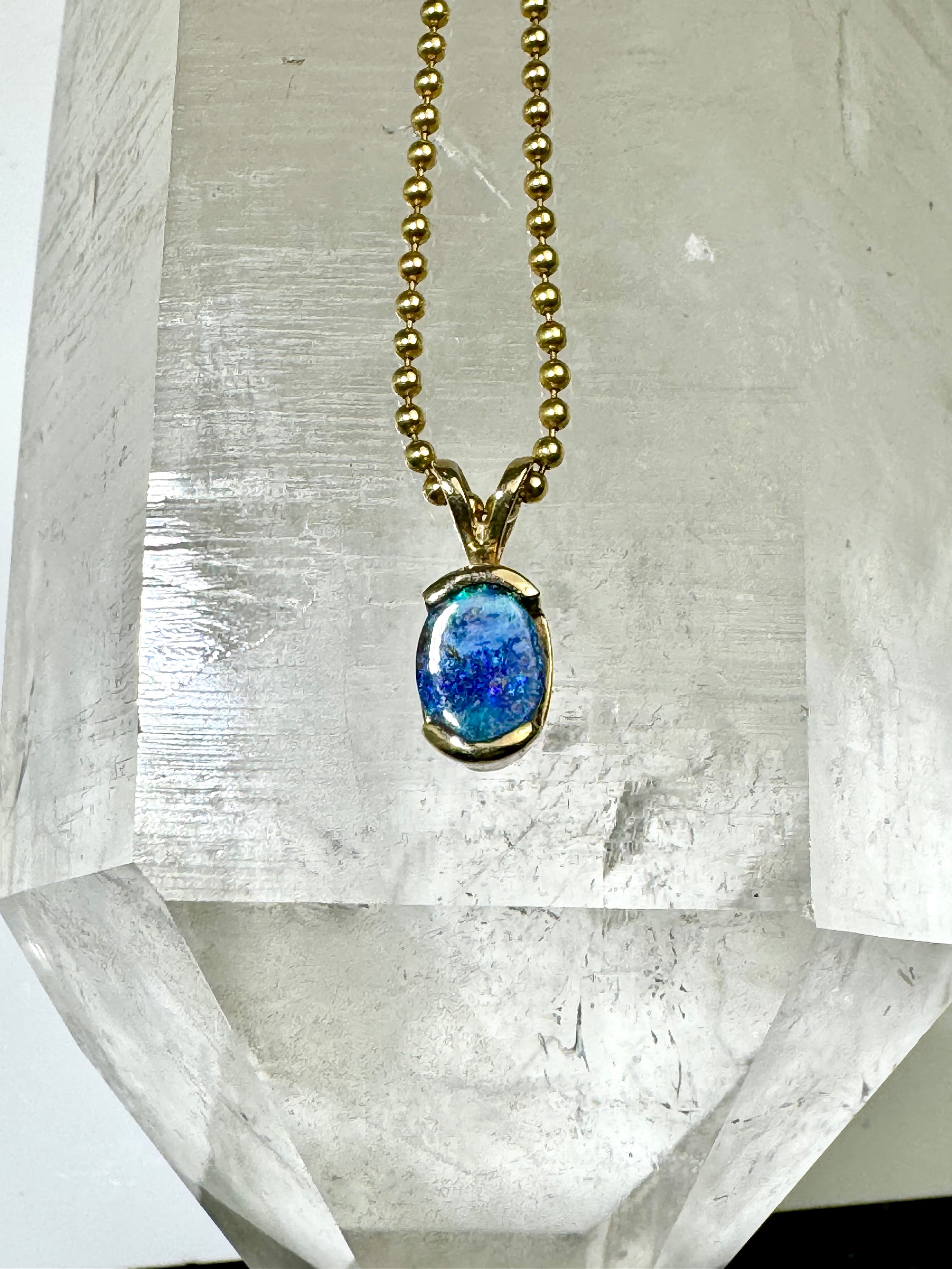 Boulder Opal Oval Gold Pendant