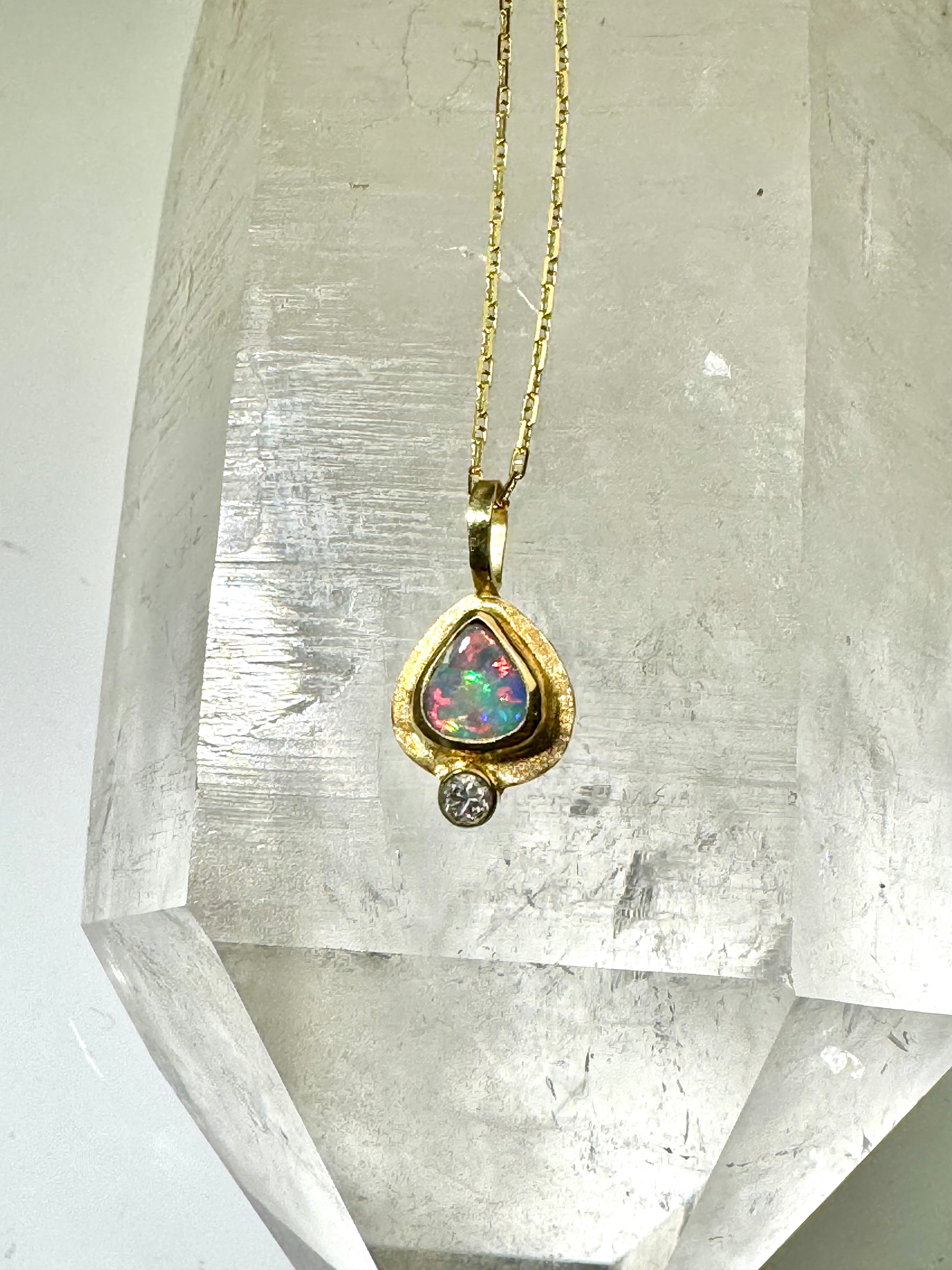 Black Opal Diamond 18k Pendant