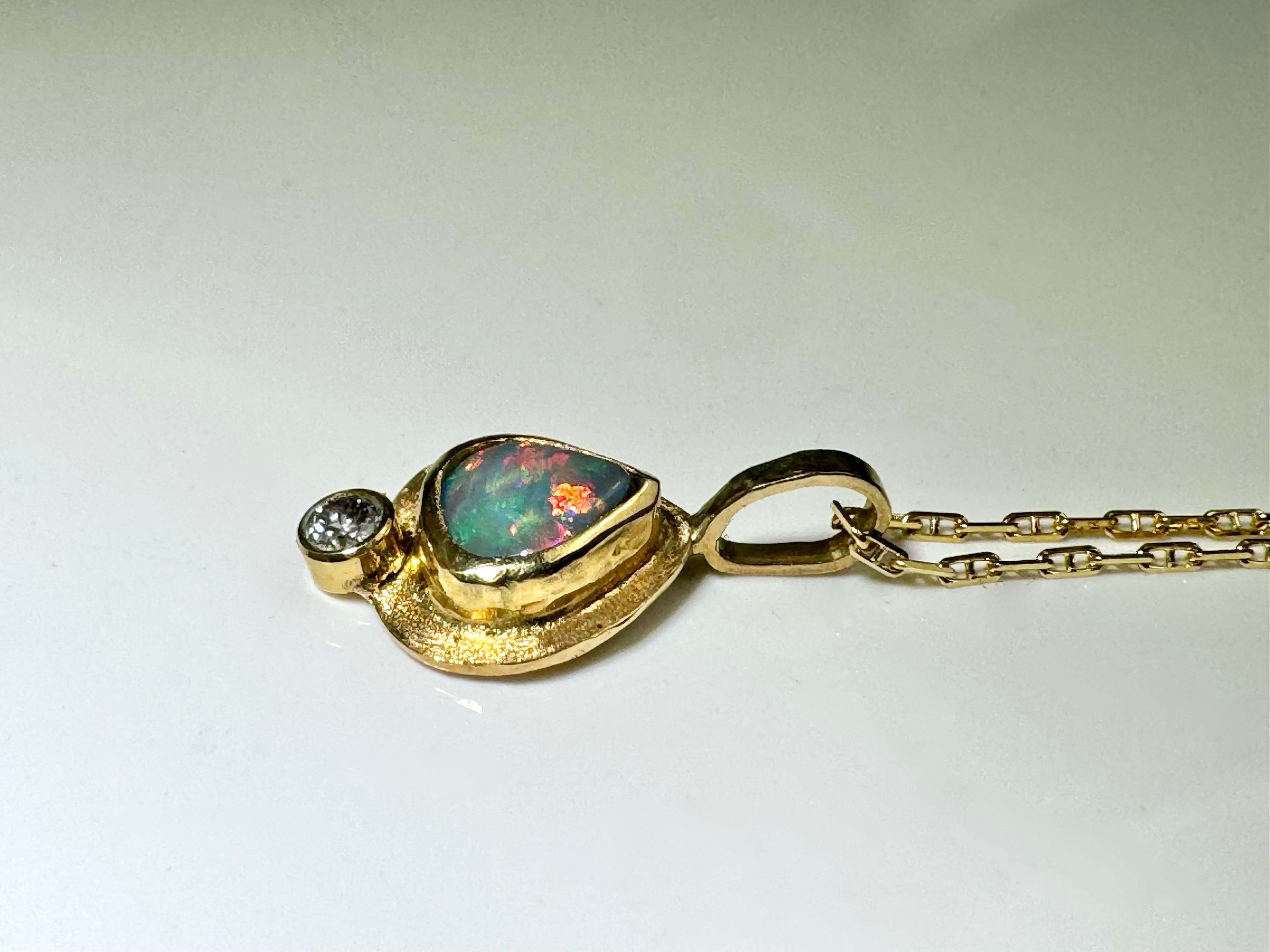 Black Opal Diamond 18k Pendant