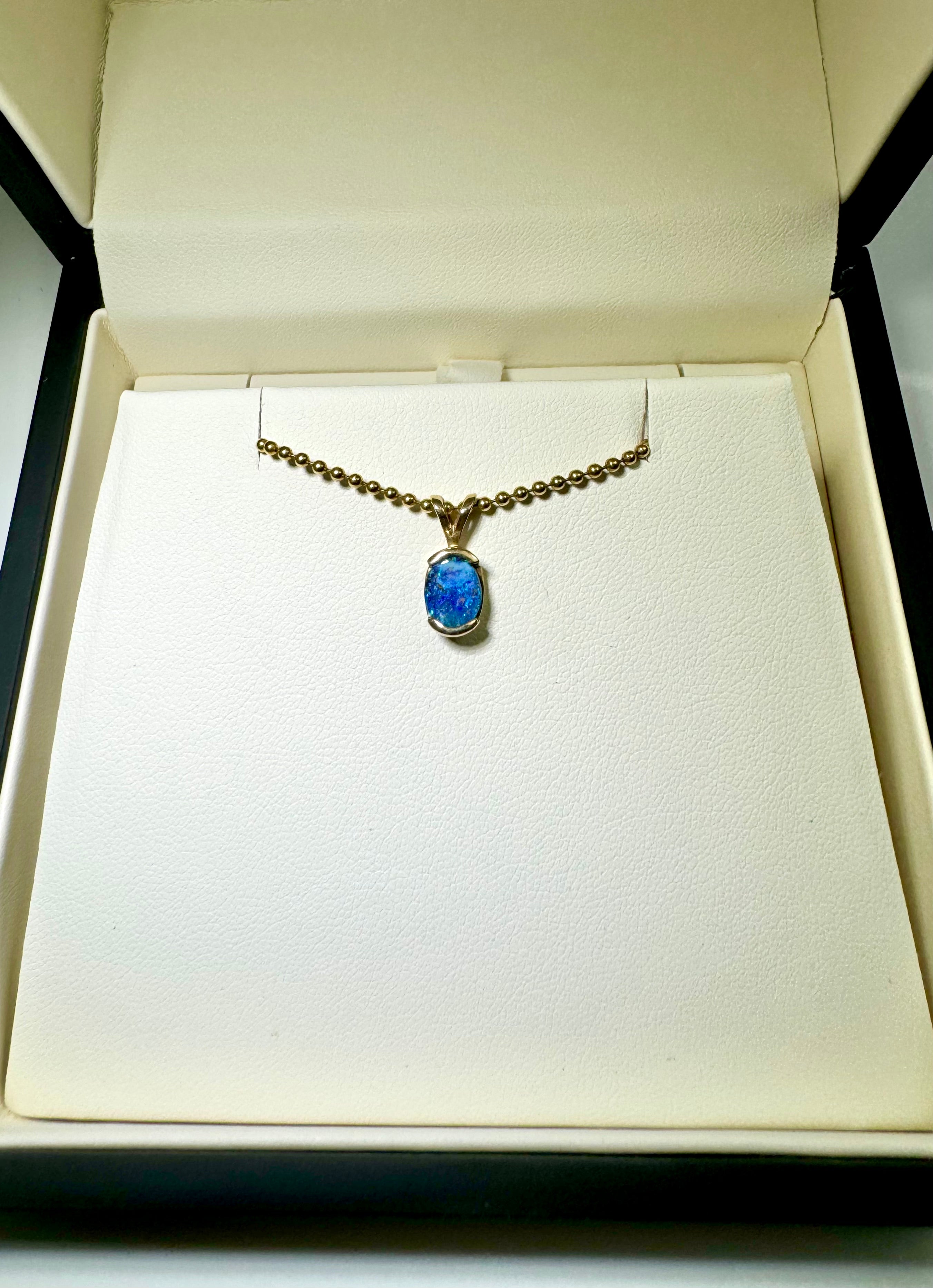 Boulder Opal Oval Gold Pendant