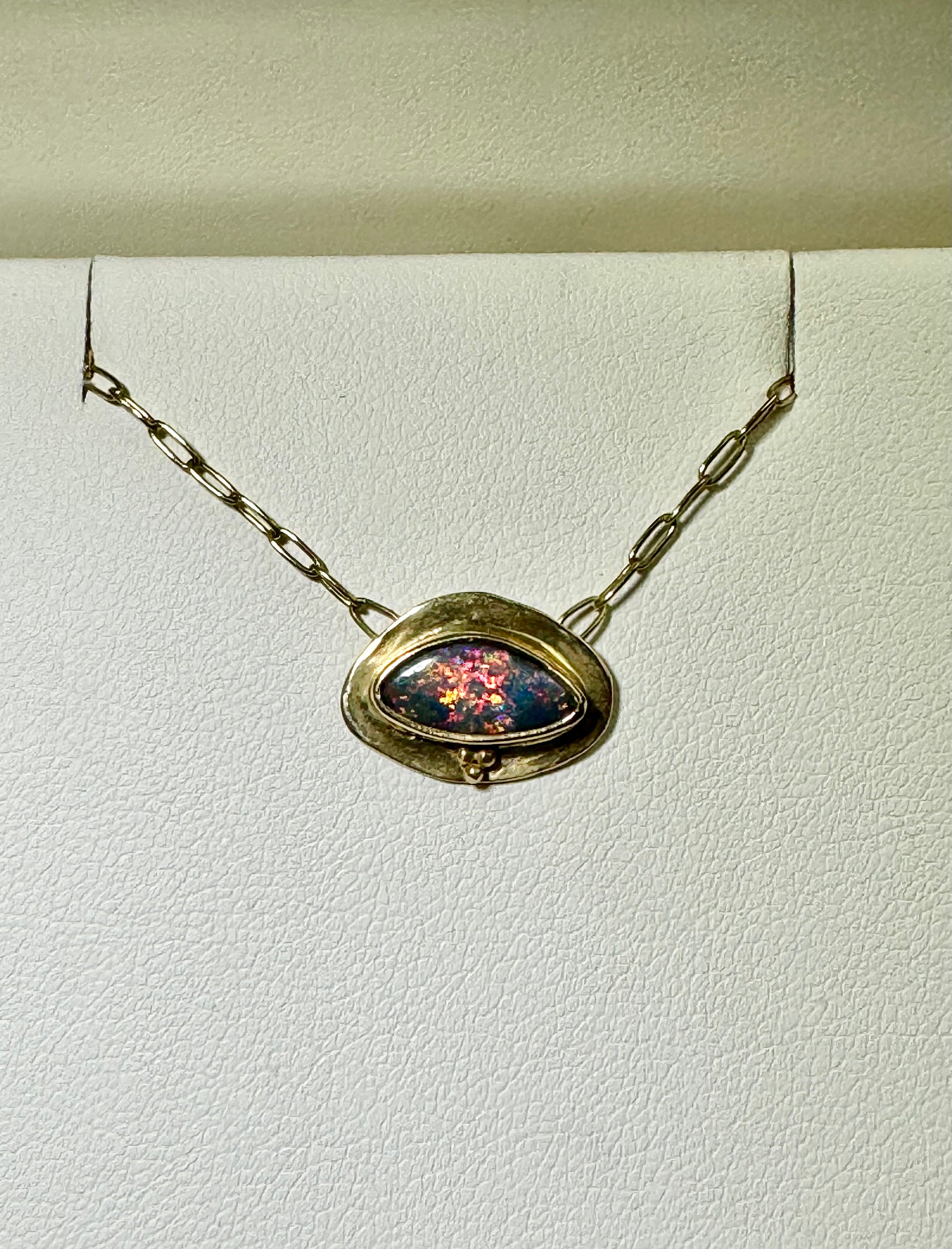 Black Opal Pendant Necklace