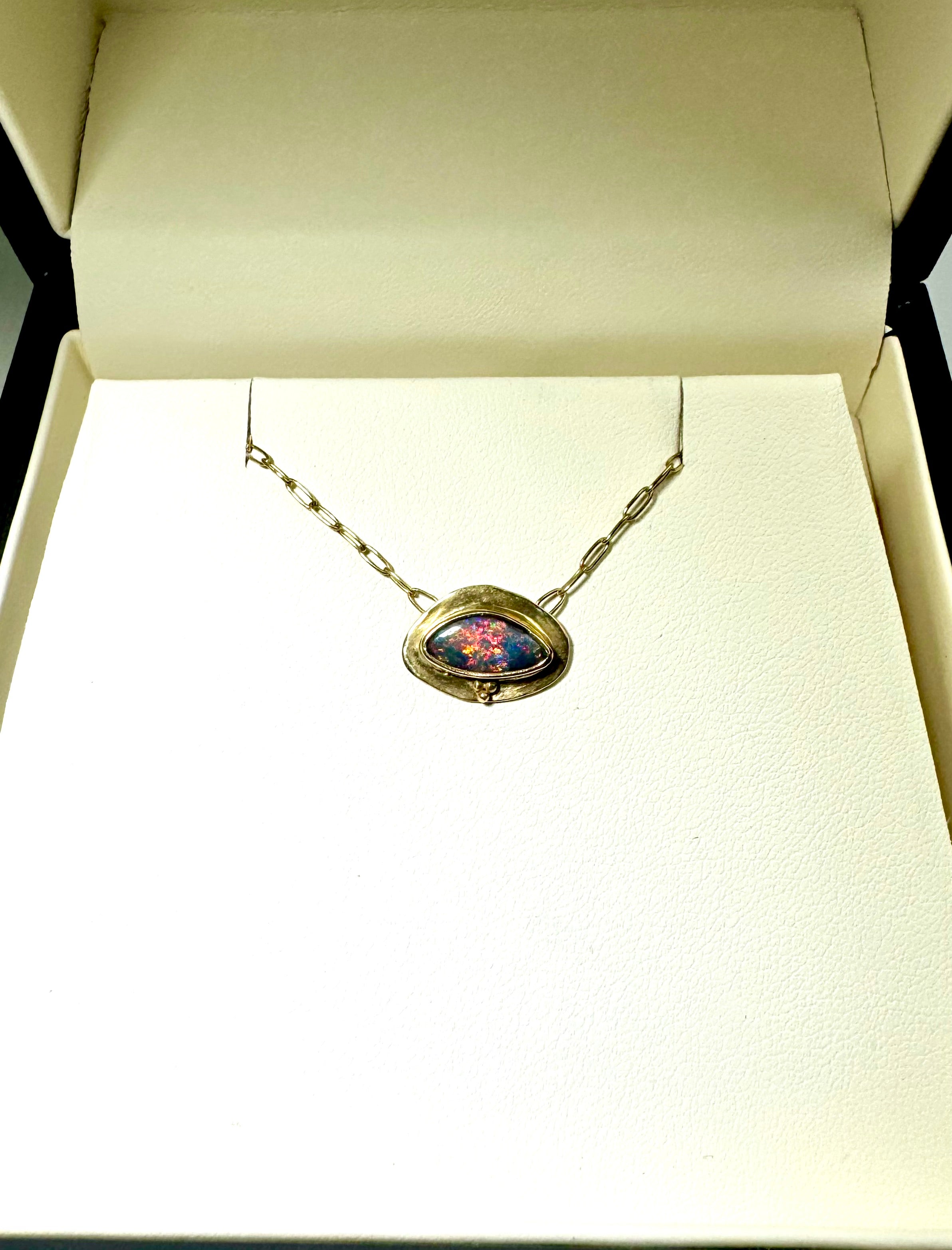 Black Opal Pendant Necklace