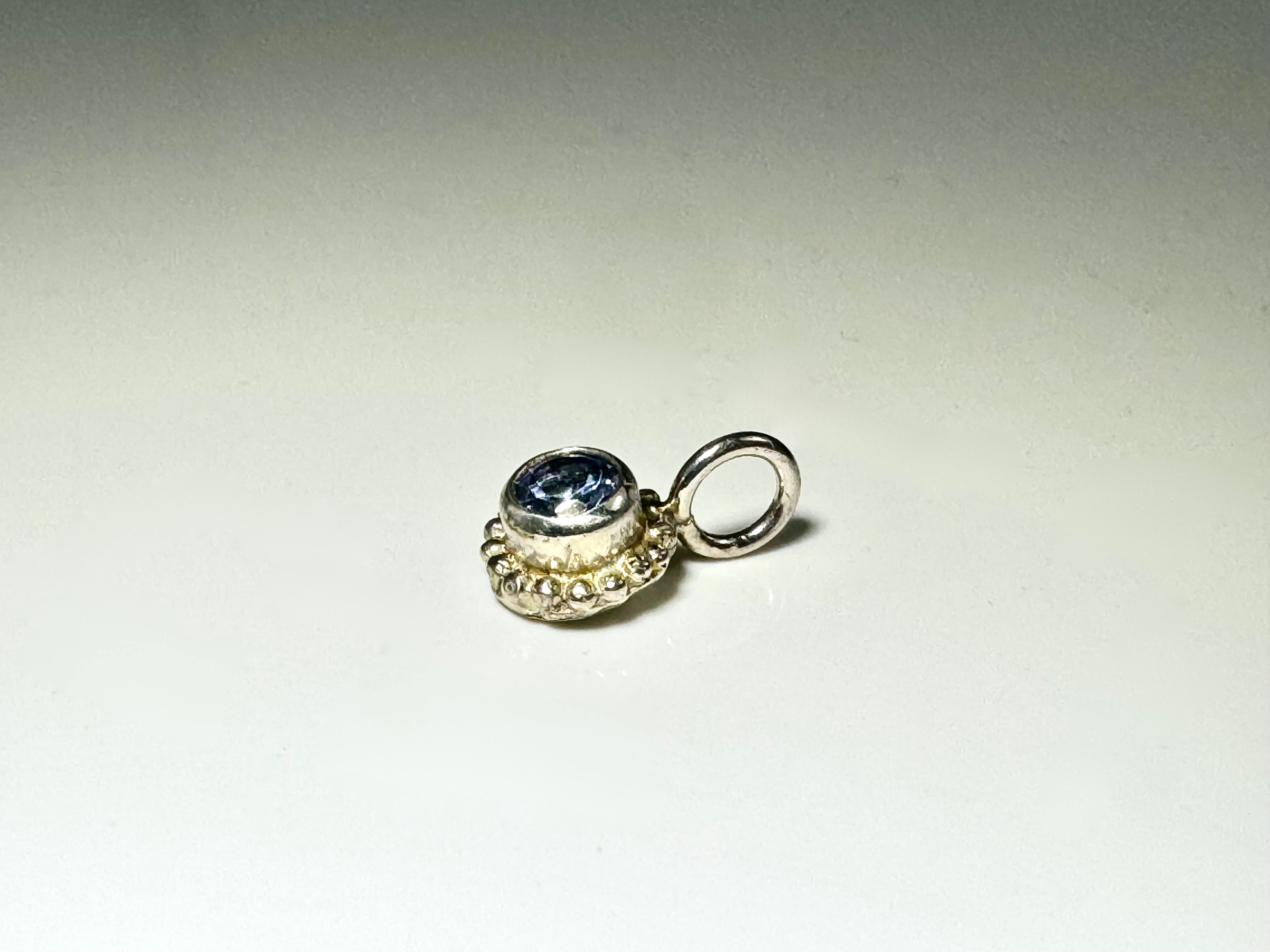 Tanzanite Beaded Bezel Sterling Pendant