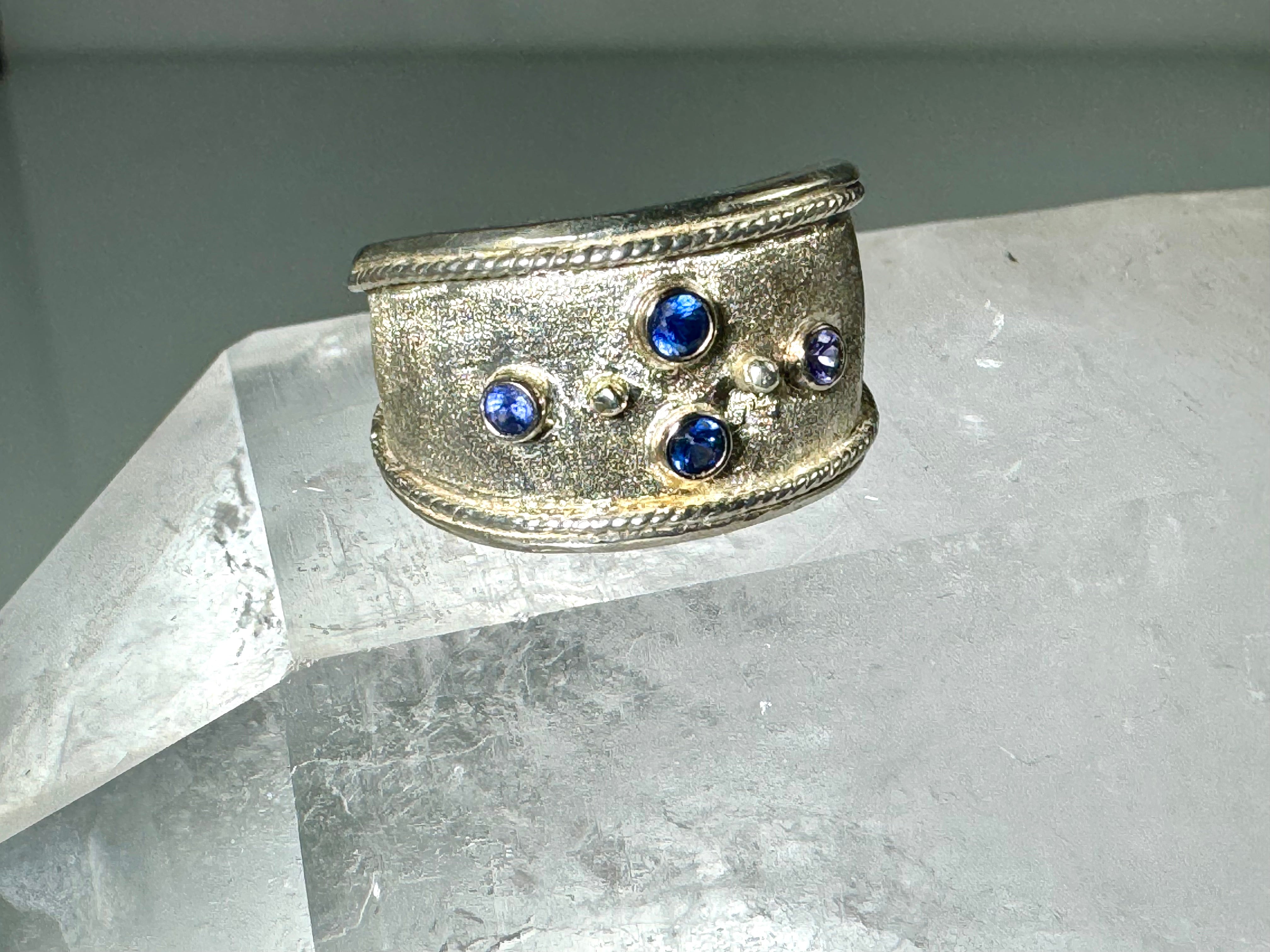 Blue & Purple Sapphire Wide Ring