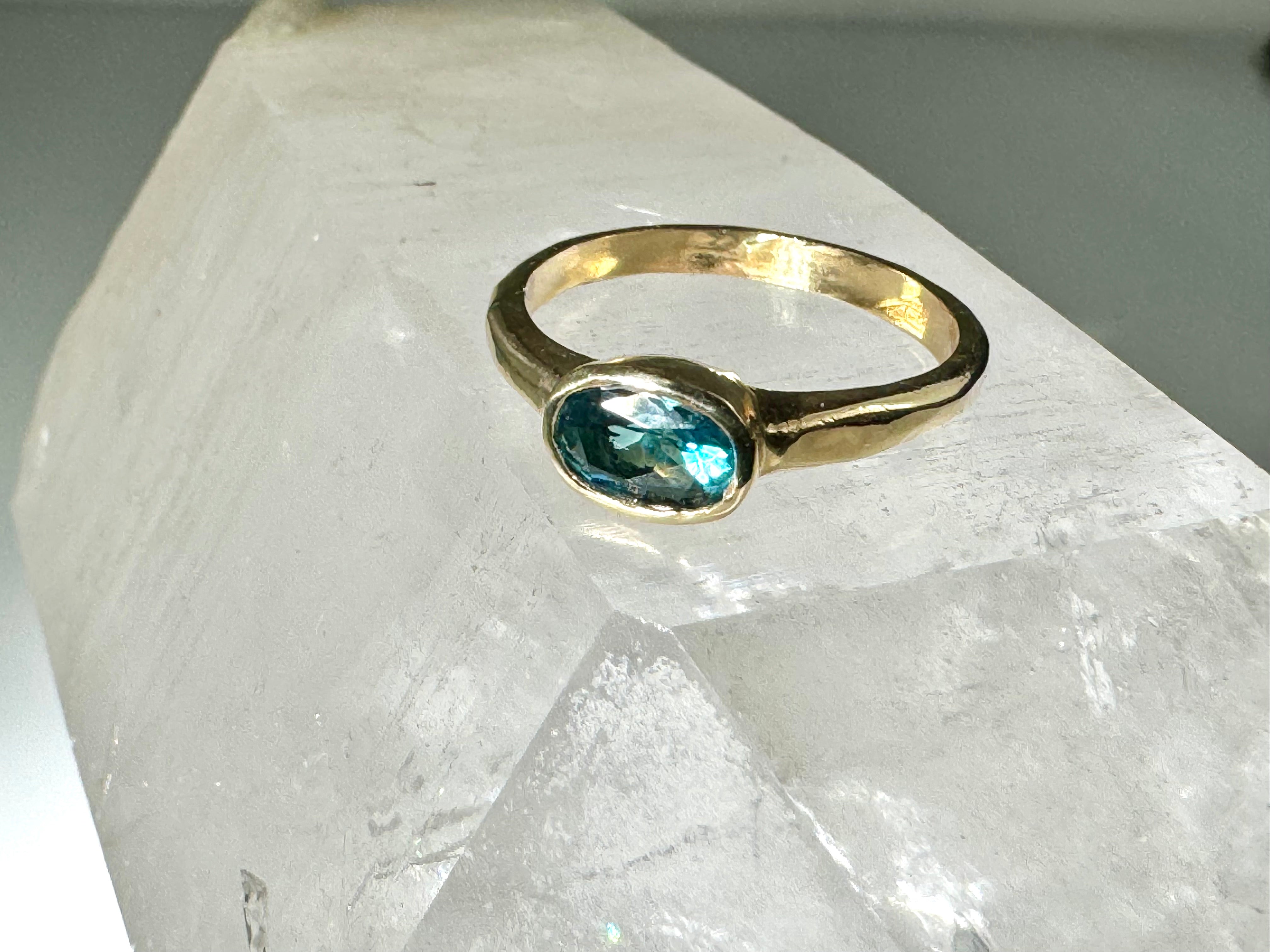 Indicolite Maine 14k Gold Ring