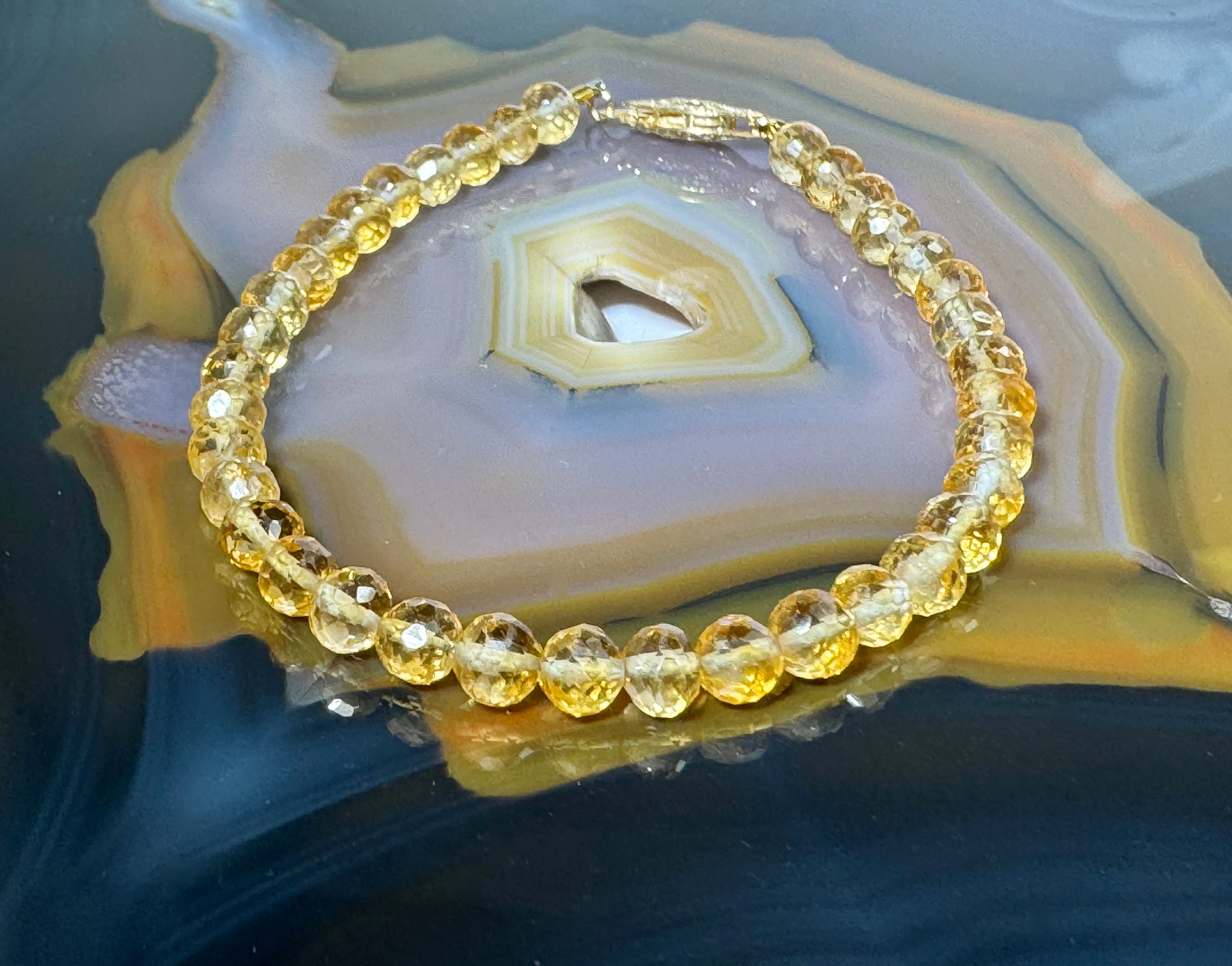 Citrine Bead 14k Bracelet