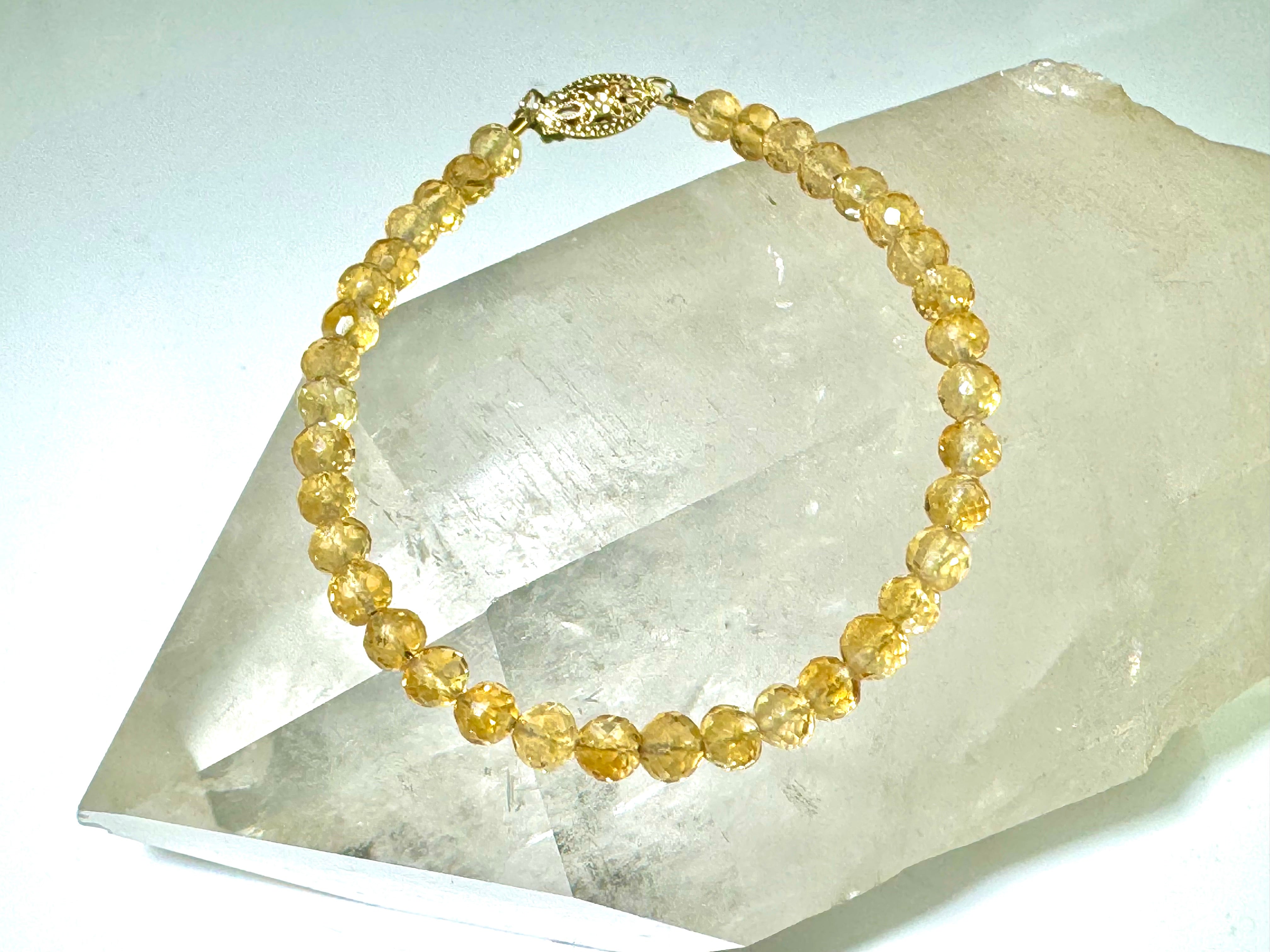 Citrine Bead 14k Bracelet