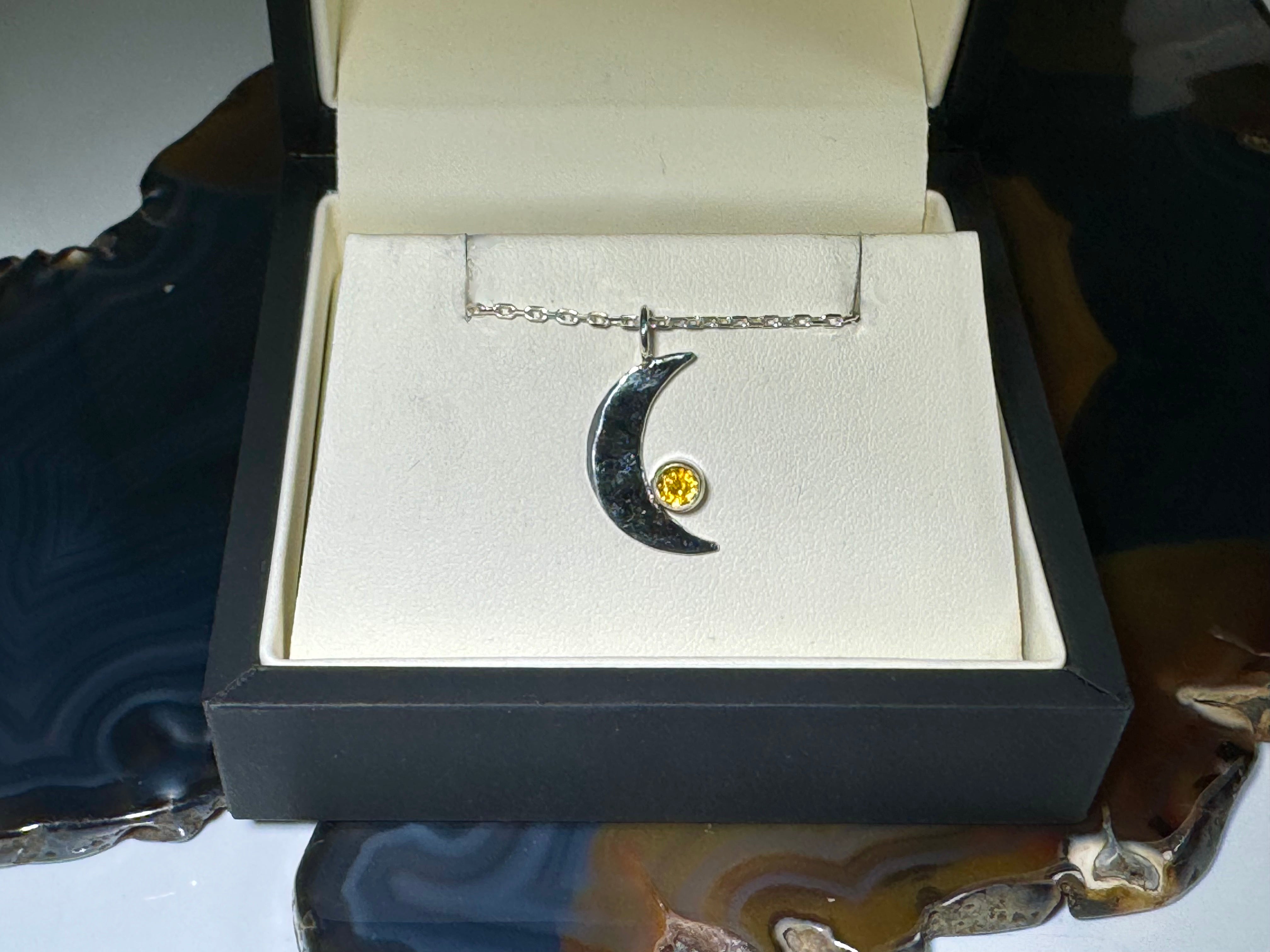 Citrine Sterling Moon Sterling Pendant