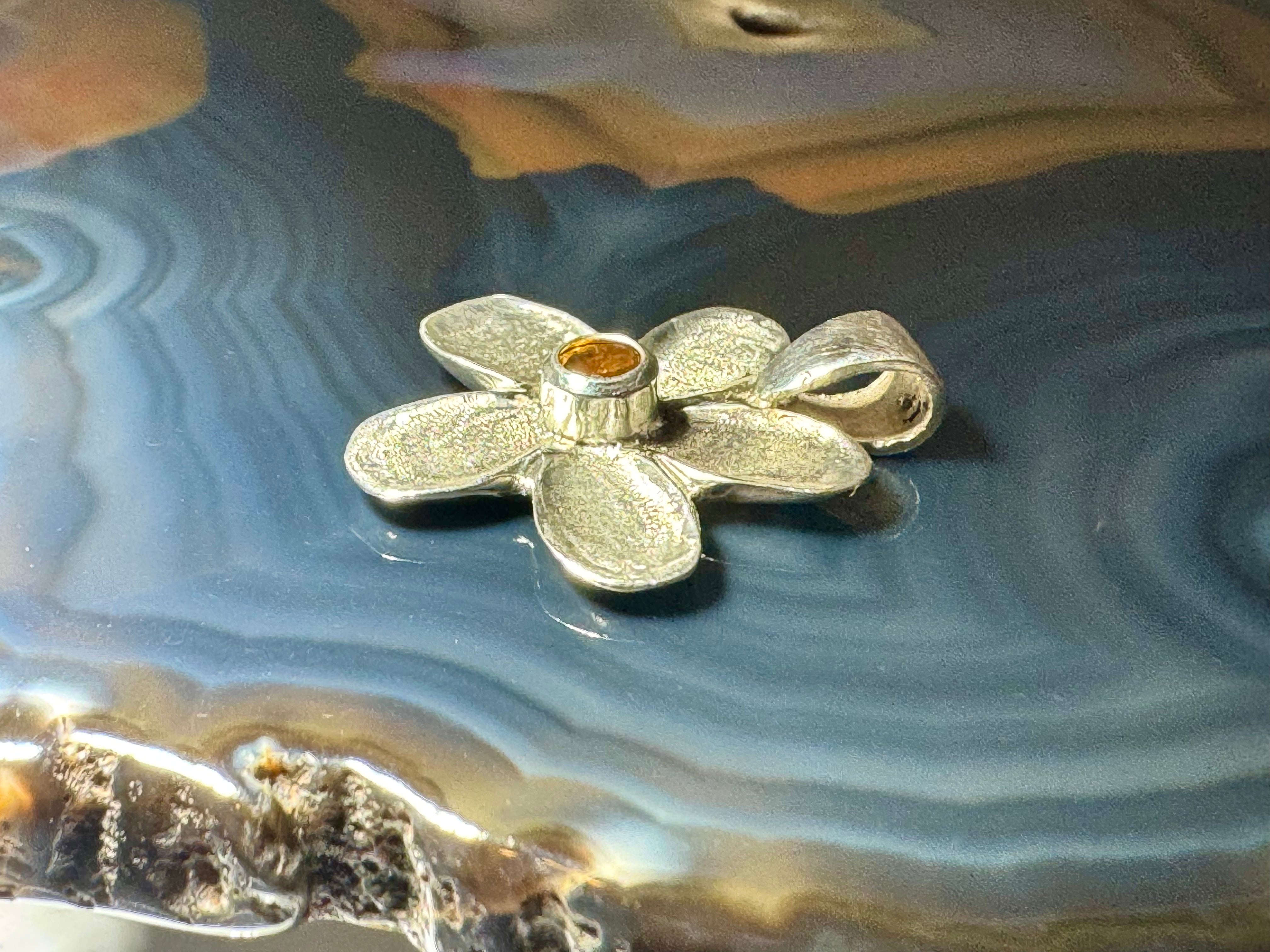 Citrine Flower Sterling Pendant