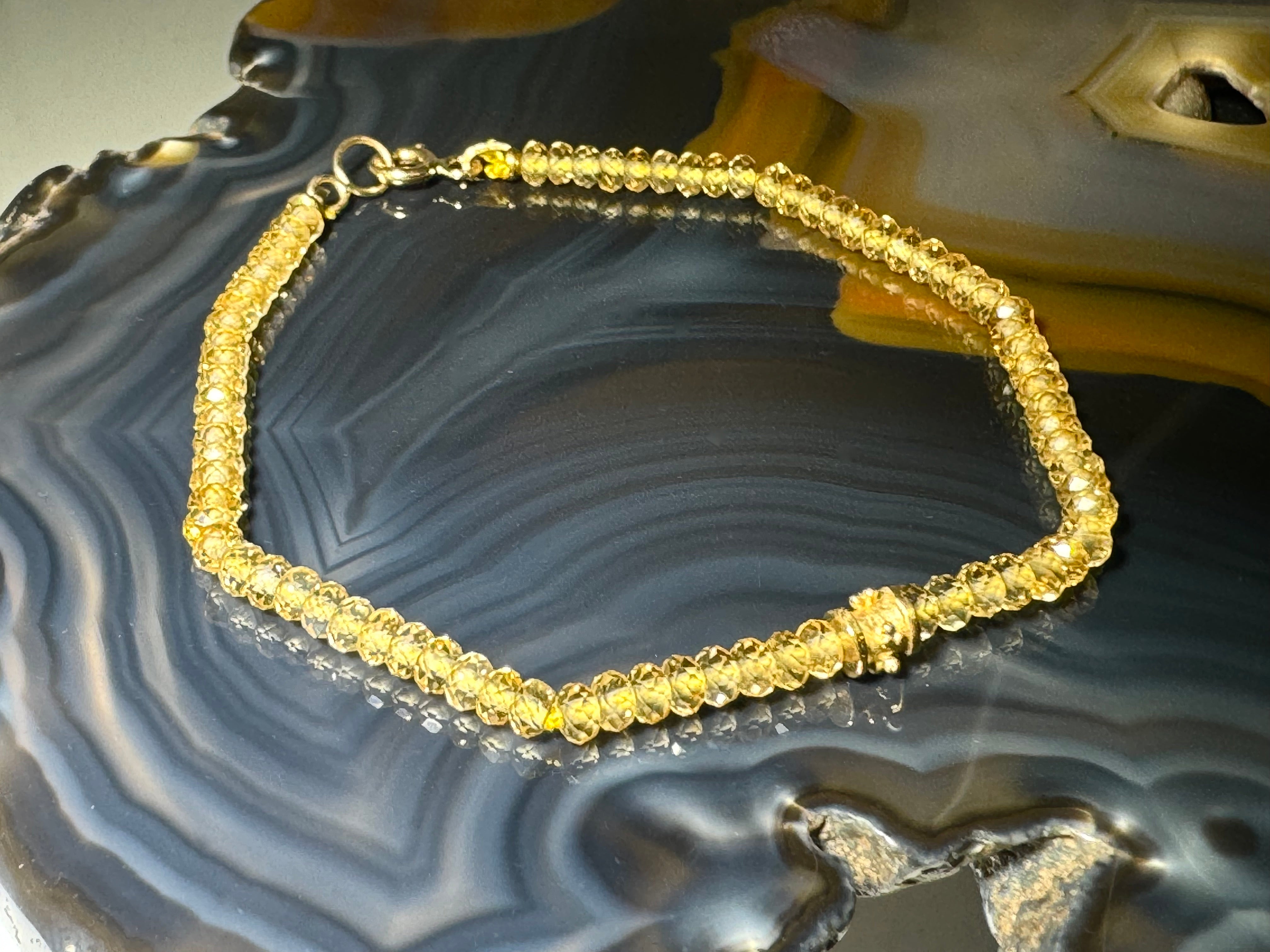 Citrine & 14k Rondelle Bead Bracelet