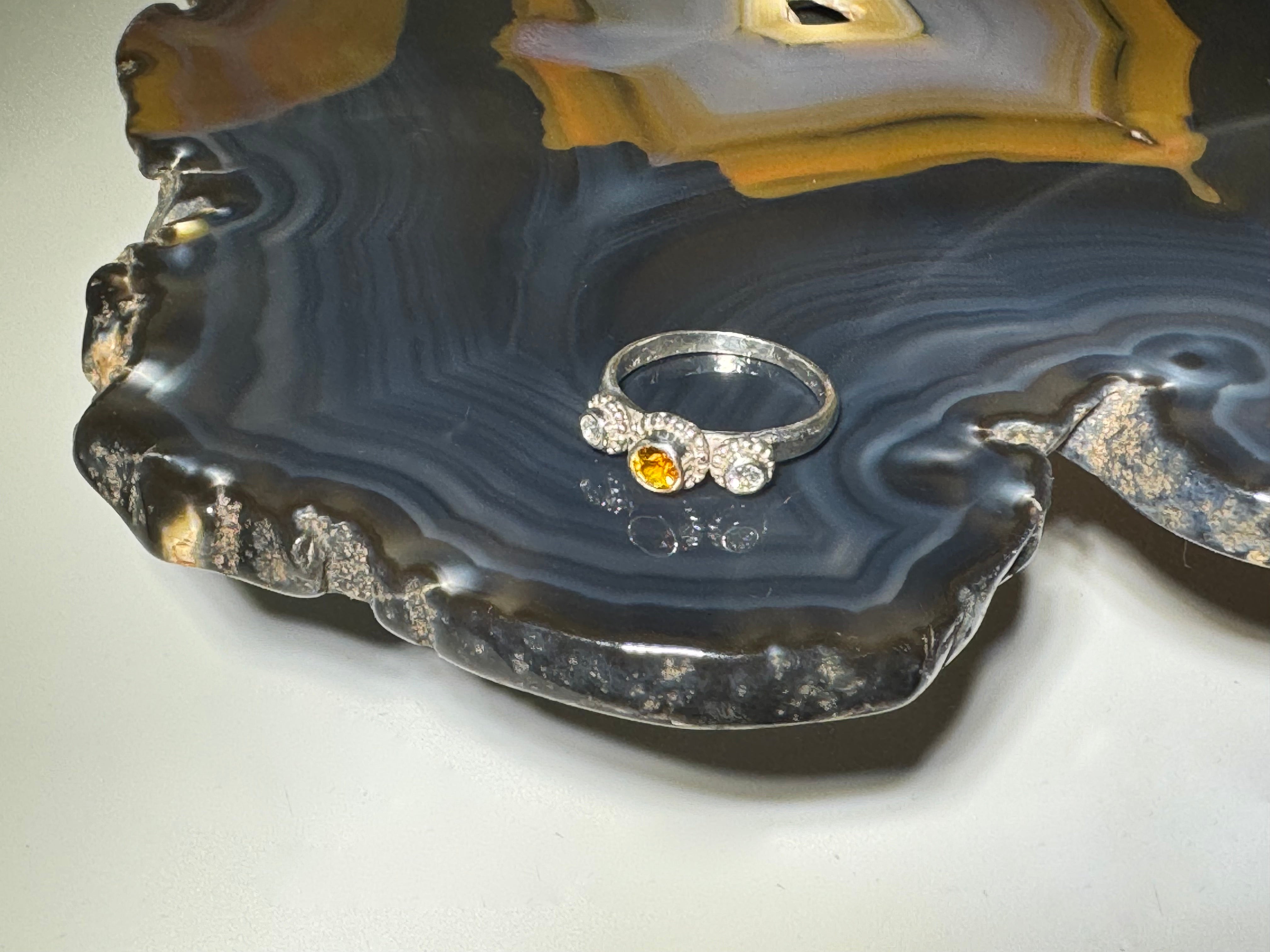 Citrine & Diamond Sterling Silver Ring