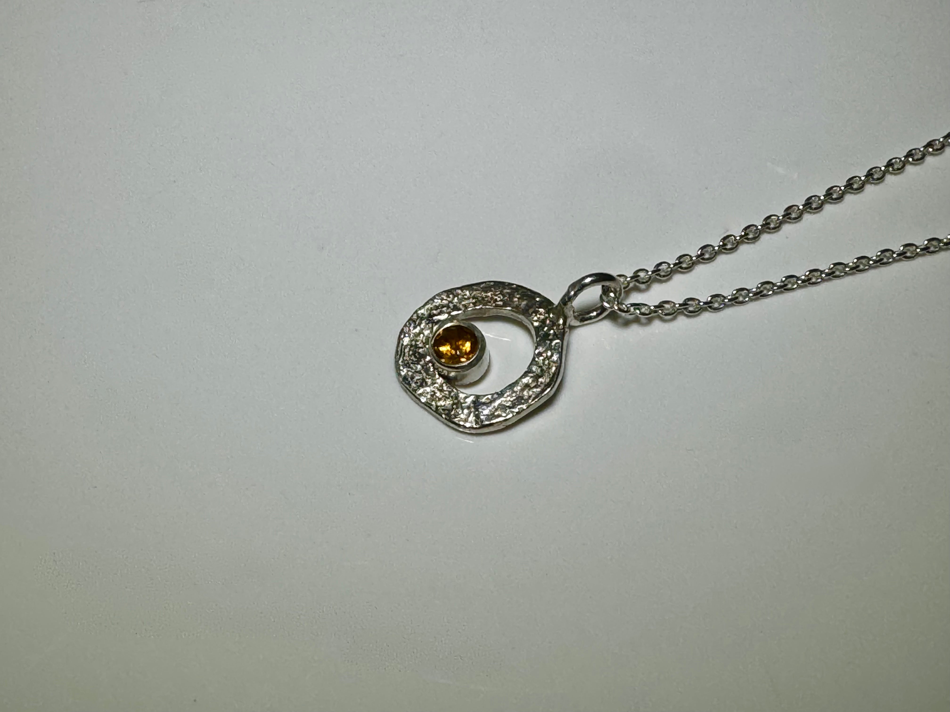 Citrine Textured Open Disc Pendant