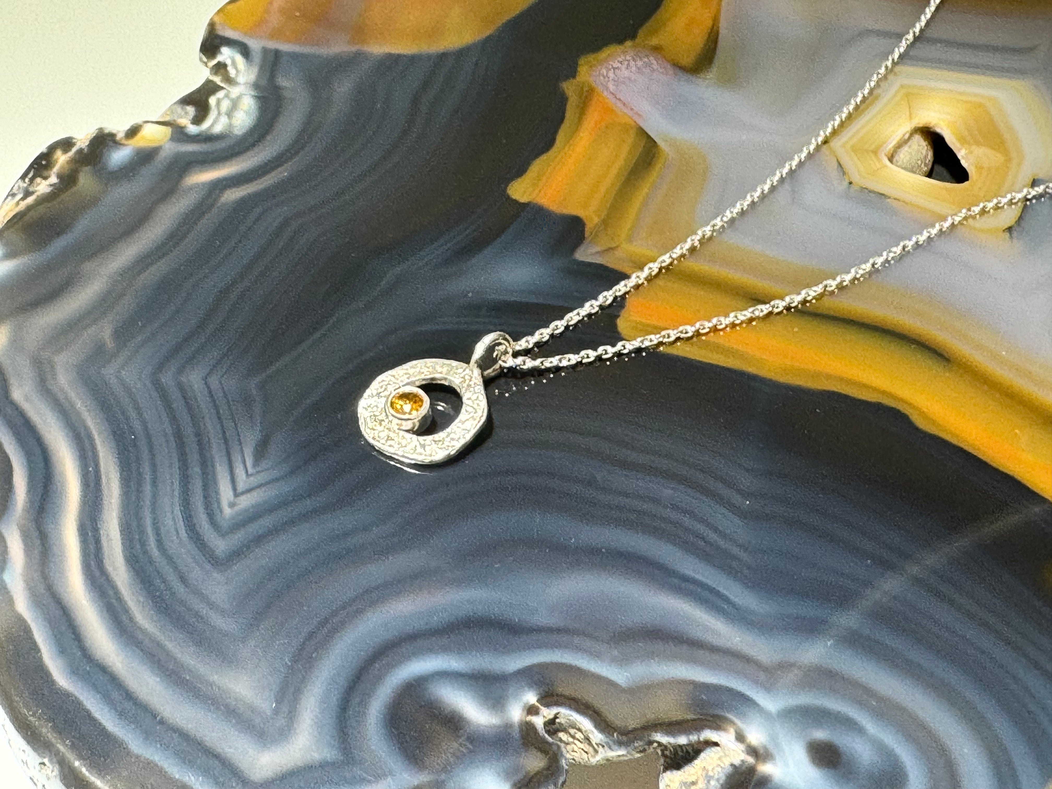 Citrine Textured Open Disc Pendant