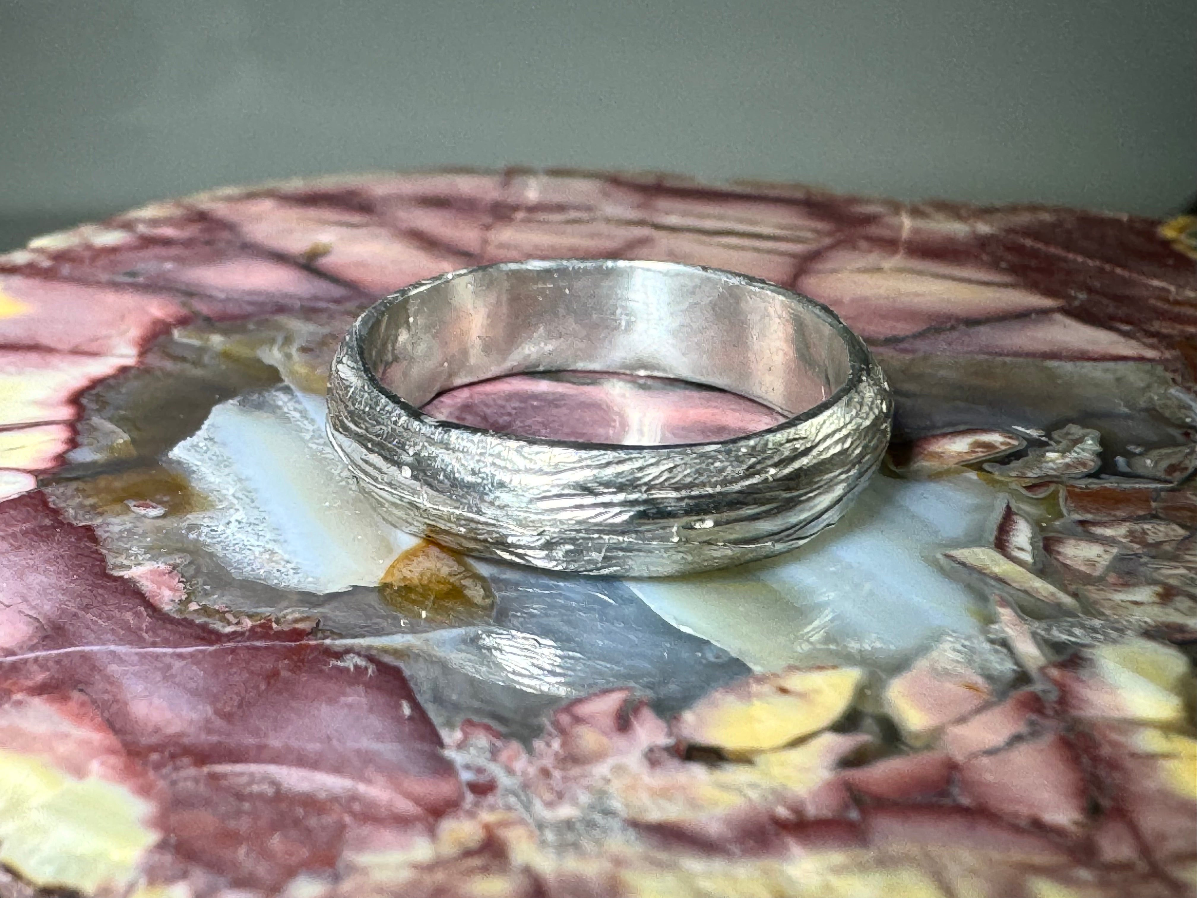 Bark 5mm Sterling Silver Band