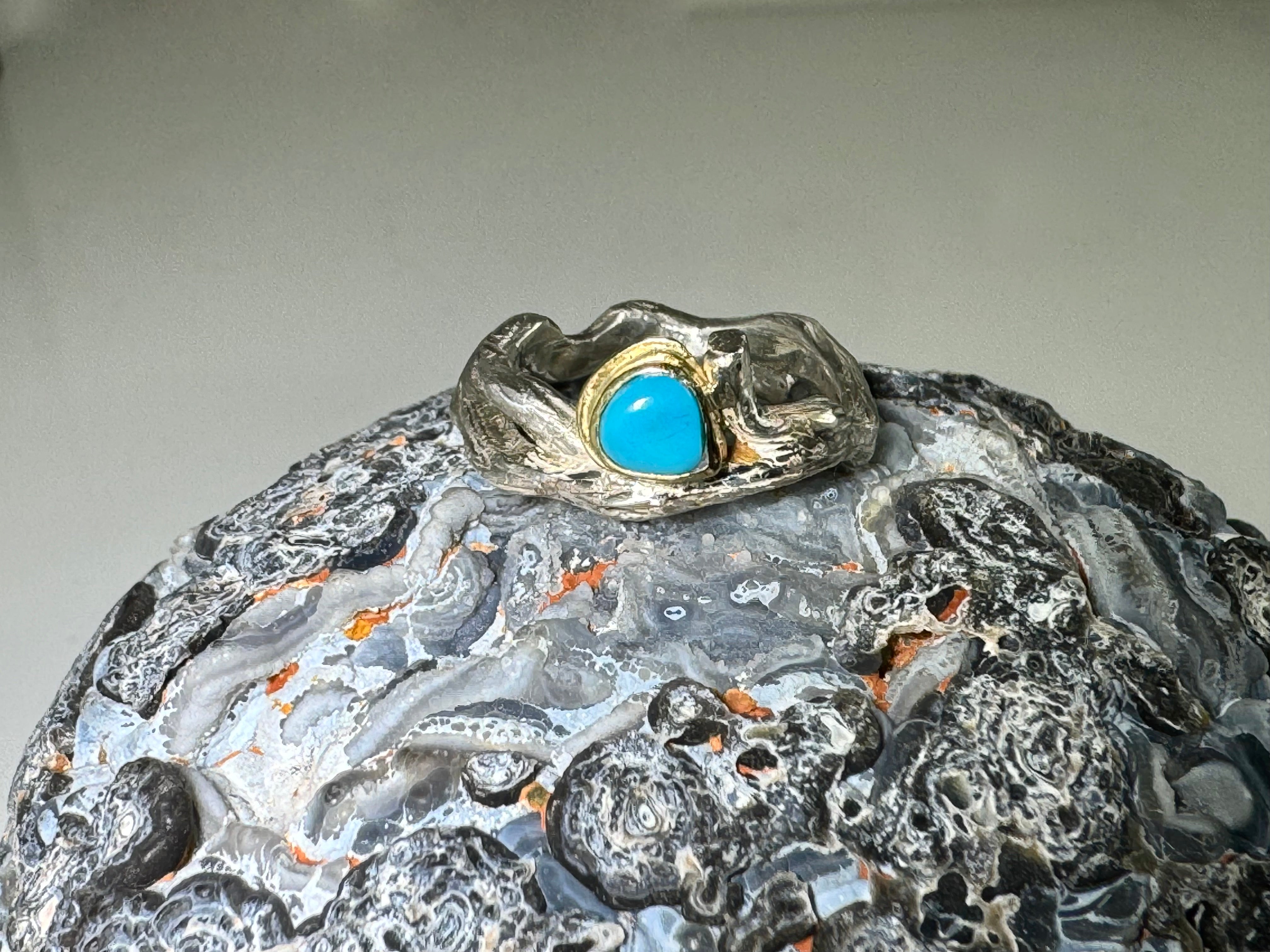 American Turquoise Bark Ring