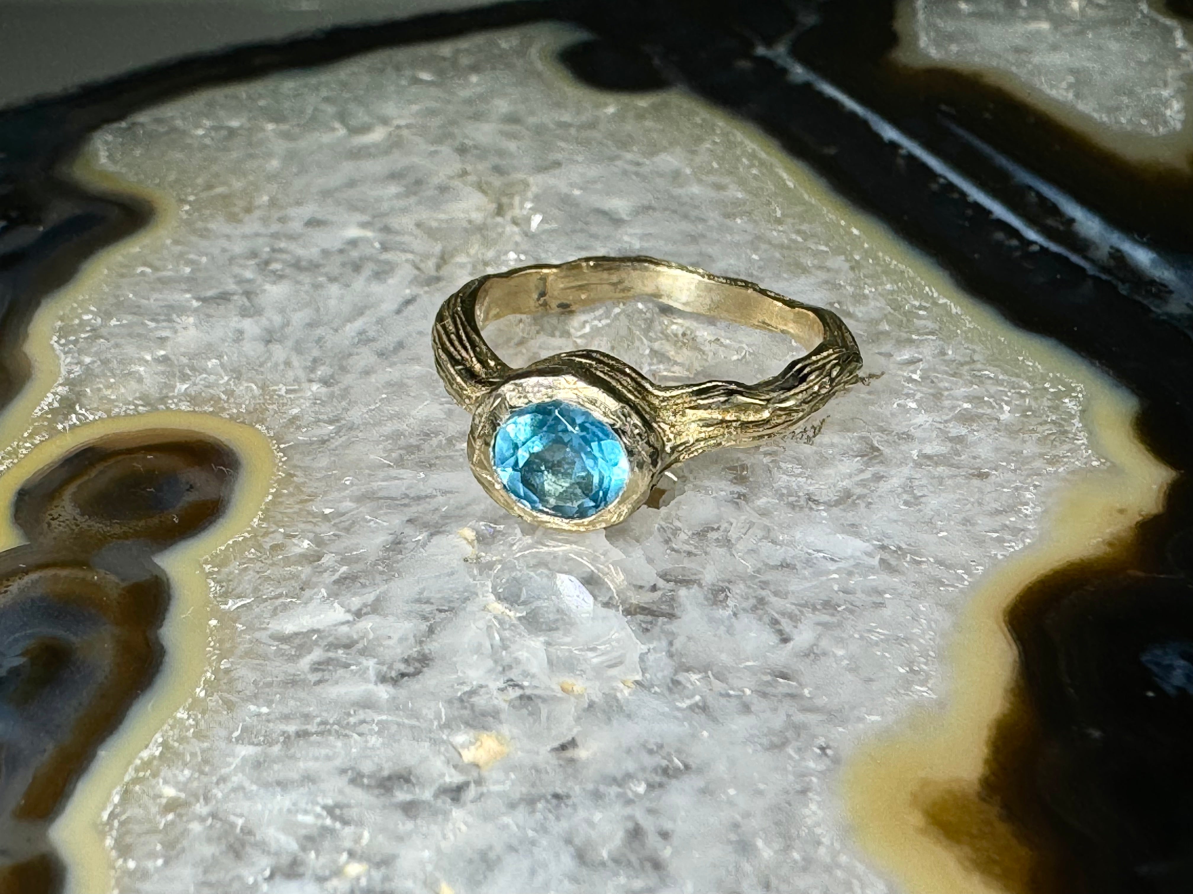 Blue Topaz Bark Ring