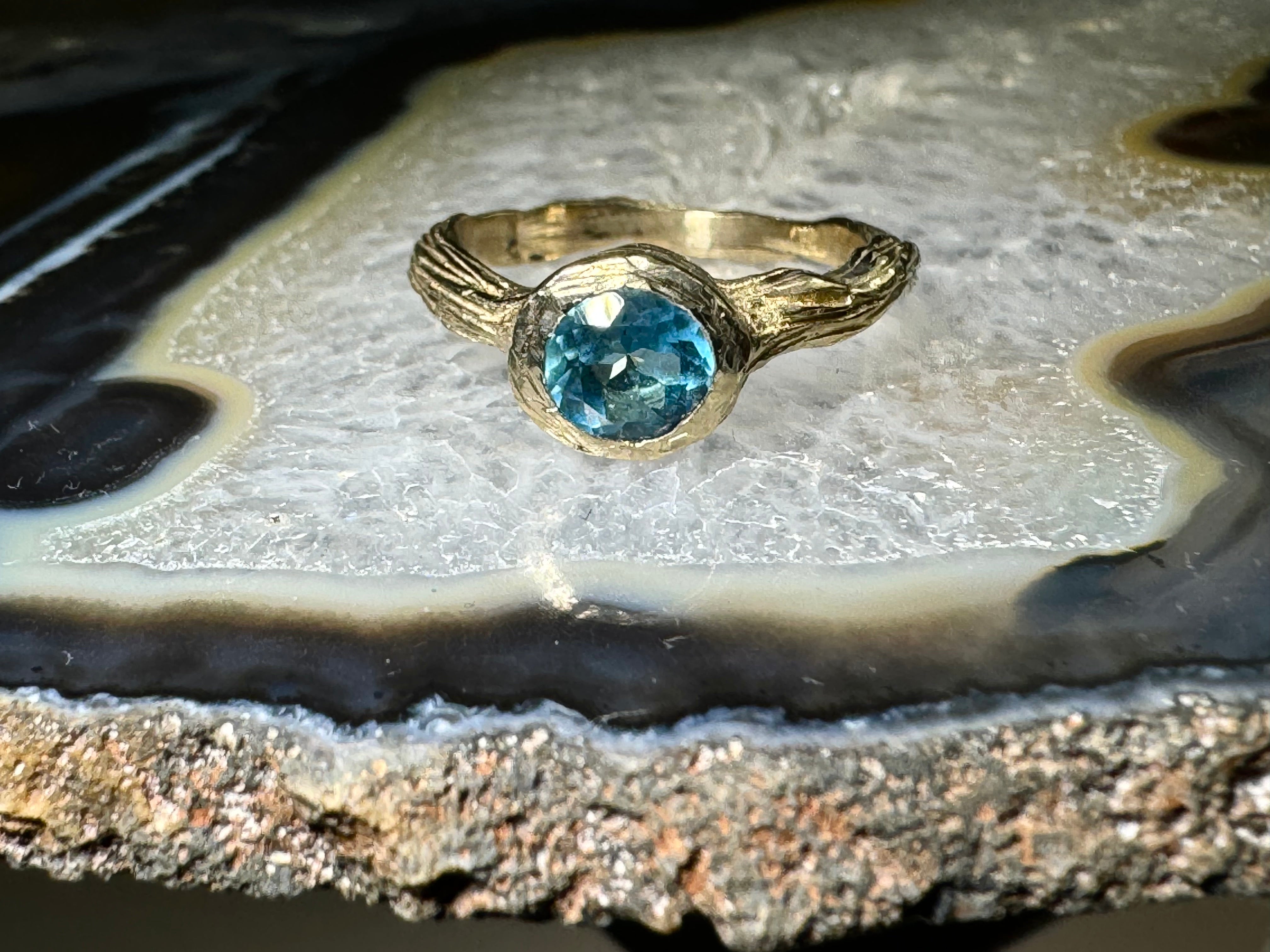 Blue Topaz Bark Ring