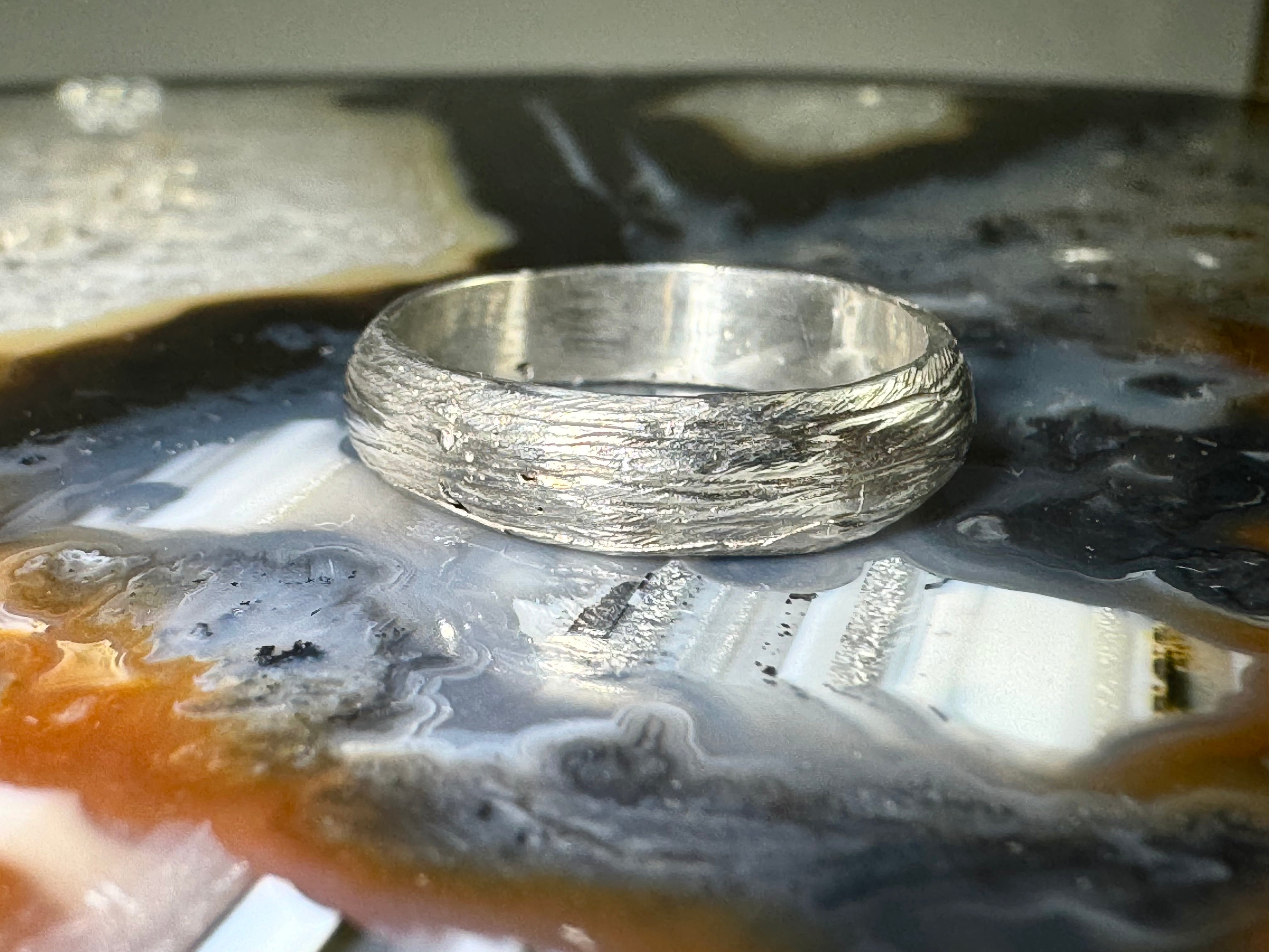 Bark 5mm Sterling Silver Band